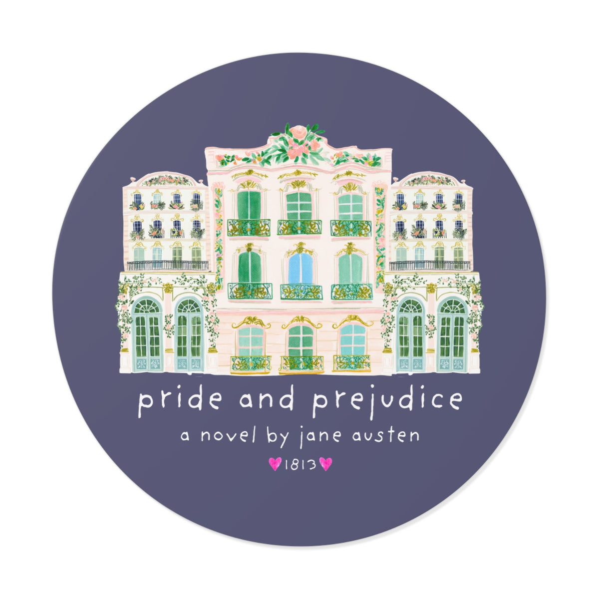 Pride and Prejudice: A Novel by Jane Austen, Cute Romance Reader Bookish Sticker for Classic Literature Reader, 19th Century Book Lover Gift - Opal and June