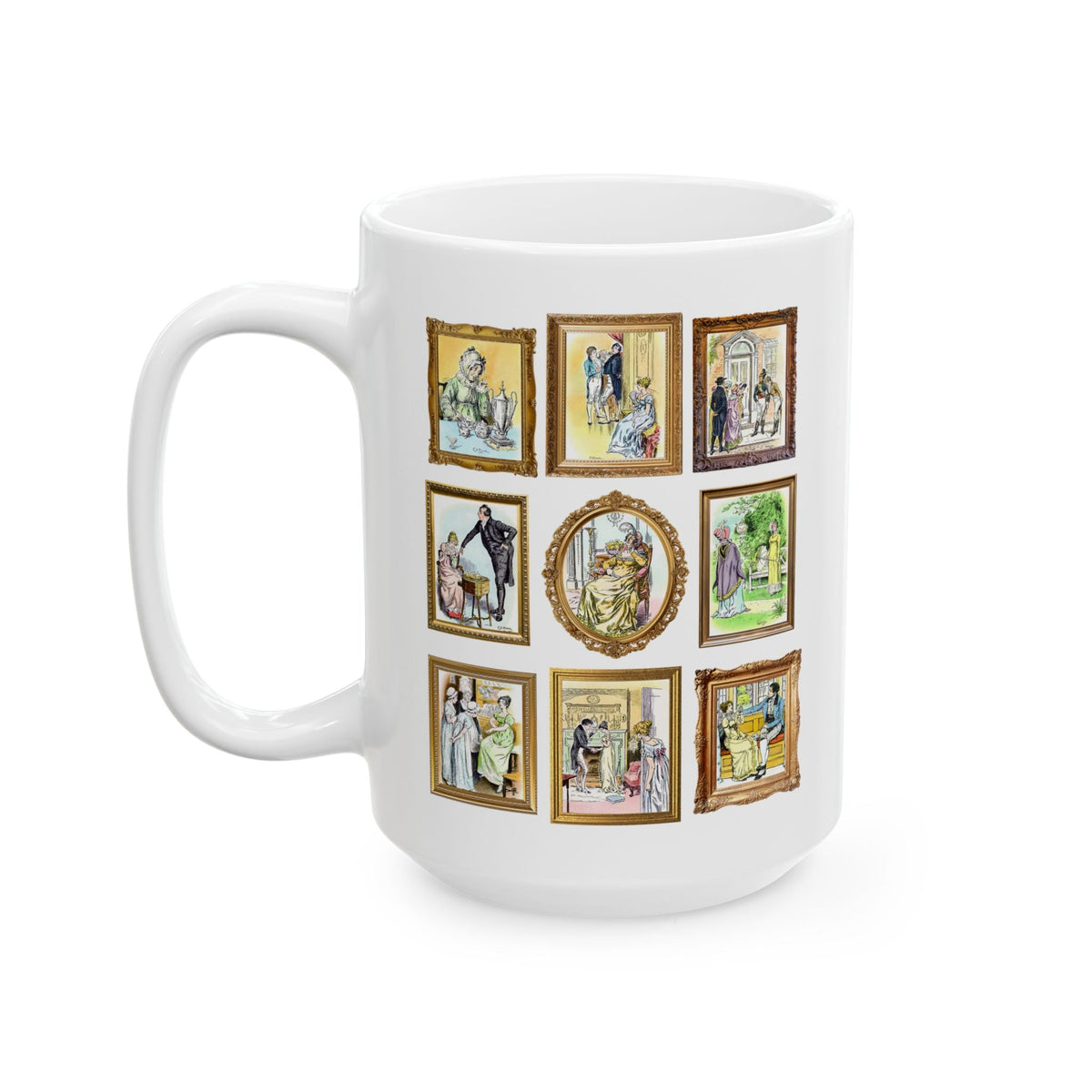 Pride and Prejudice Art History Illustration Coffee Mug: Famous Jane Austen Illustrations by CE Brock, Victorian Era Book Lover Gift Idea - Opal and June