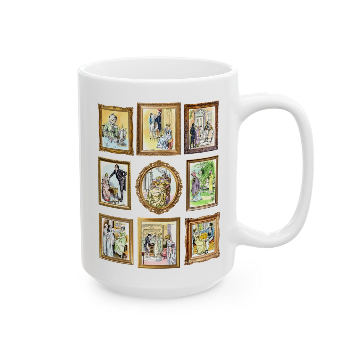 Pride and Prejudice Art History Illustration Coffee Mug: Famous Jane Austen Illustrations by CE Brock, Victorian Era Book Lover Gift Idea - Opal and June