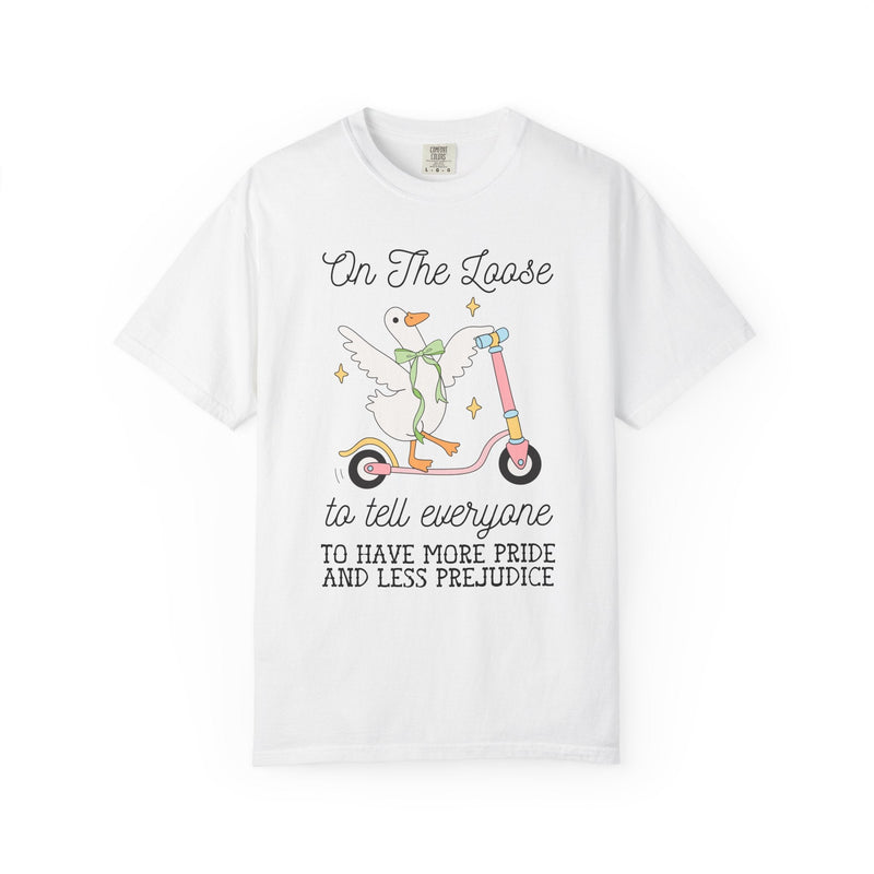 Pride and Prejudice LGBTQ Tee Shirt for Animal Lover, Silly Goose 90s Aesthetic T-Shirt for Pride Month, Gay Rights Tee, Jane Austen Shirt - Opal and June
