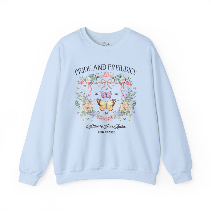 Pride and Prejudice Sweatshirt, Jane Austen Romance Reader, Cute Book Lover Gift Idea, 19th Century Classic Literature Shirt with Butterfly - Opal and June