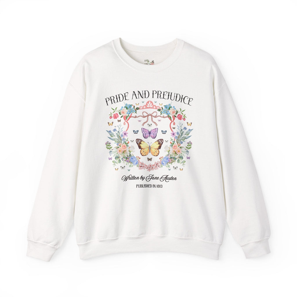 Pride and Prejudice Sweatshirt, Jane Austen Romance Reader, Cute Book Lover Gift Idea, 19th Century Classic Literature Shirt with Butterfly - Opal and June