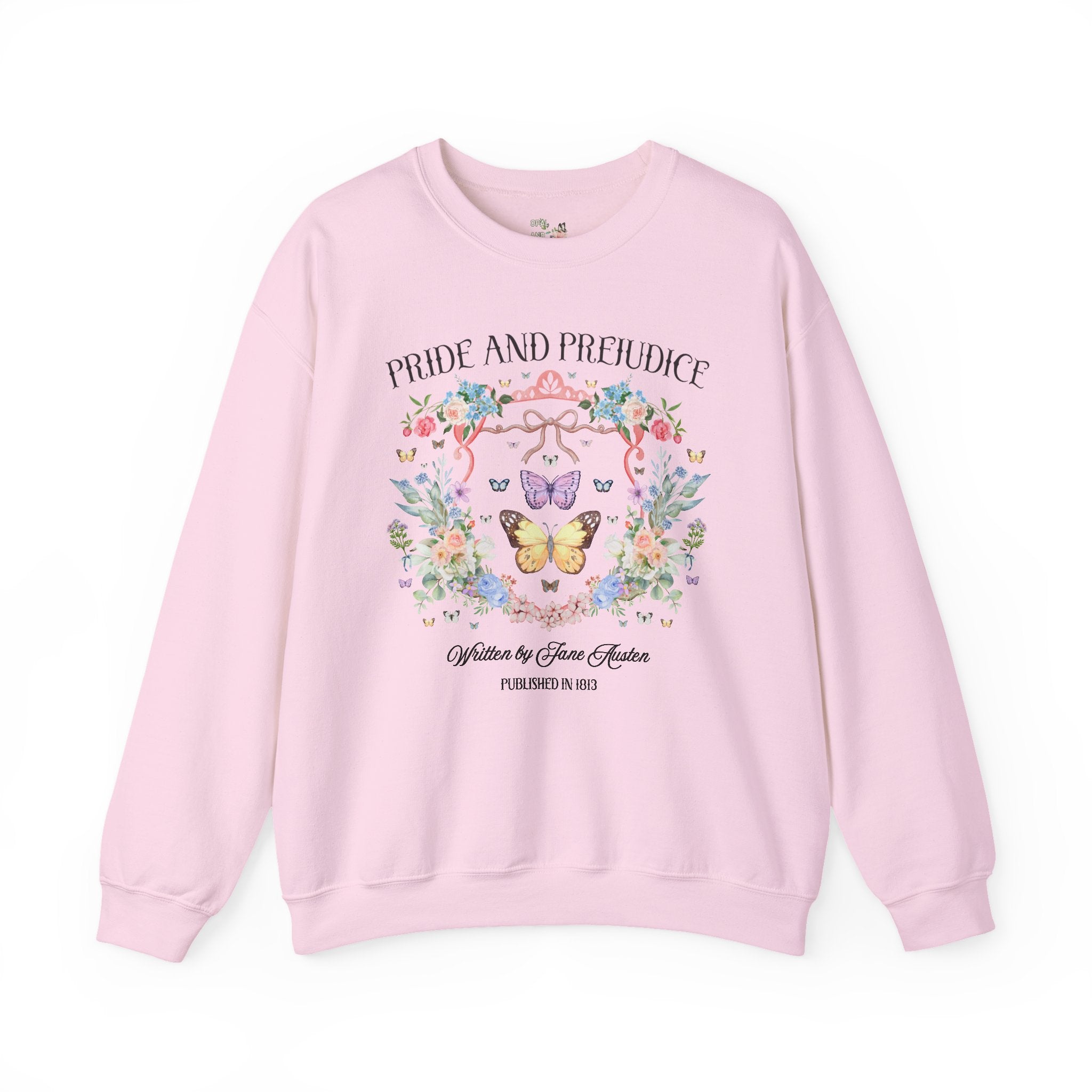 Pride and Prejudice Sweatshirt, Jane Austen Romance Reader, Cute Book Lover Gift Idea, 19th Century Classic Literature Shirt with Butterfly - Opal and June