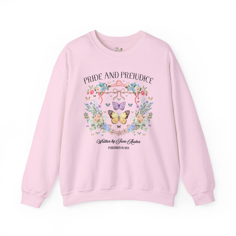 Pride and Prejudice Sweatshirt, Jane Austen Romance Reader, Cute Book Lover Gift Idea, 19th Century Classic Literature Shirt with Butterfly - Opal and June
