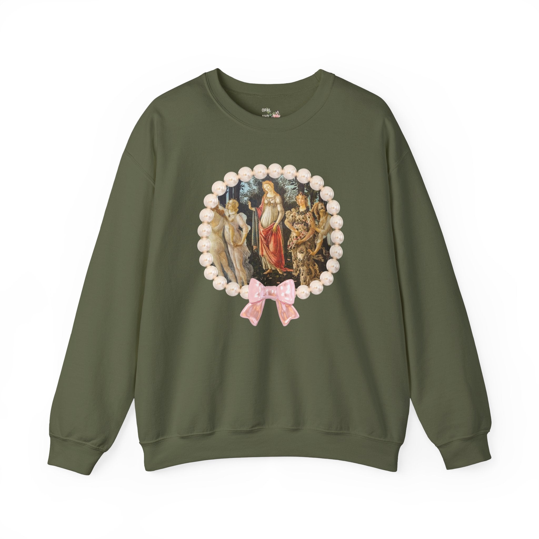 Primavera by Sandro Botticelli Sweatshirt: Italian Renaissance Famous Painting, 15th Century Artwork, Art History Present, Humanites Major - Opal and June