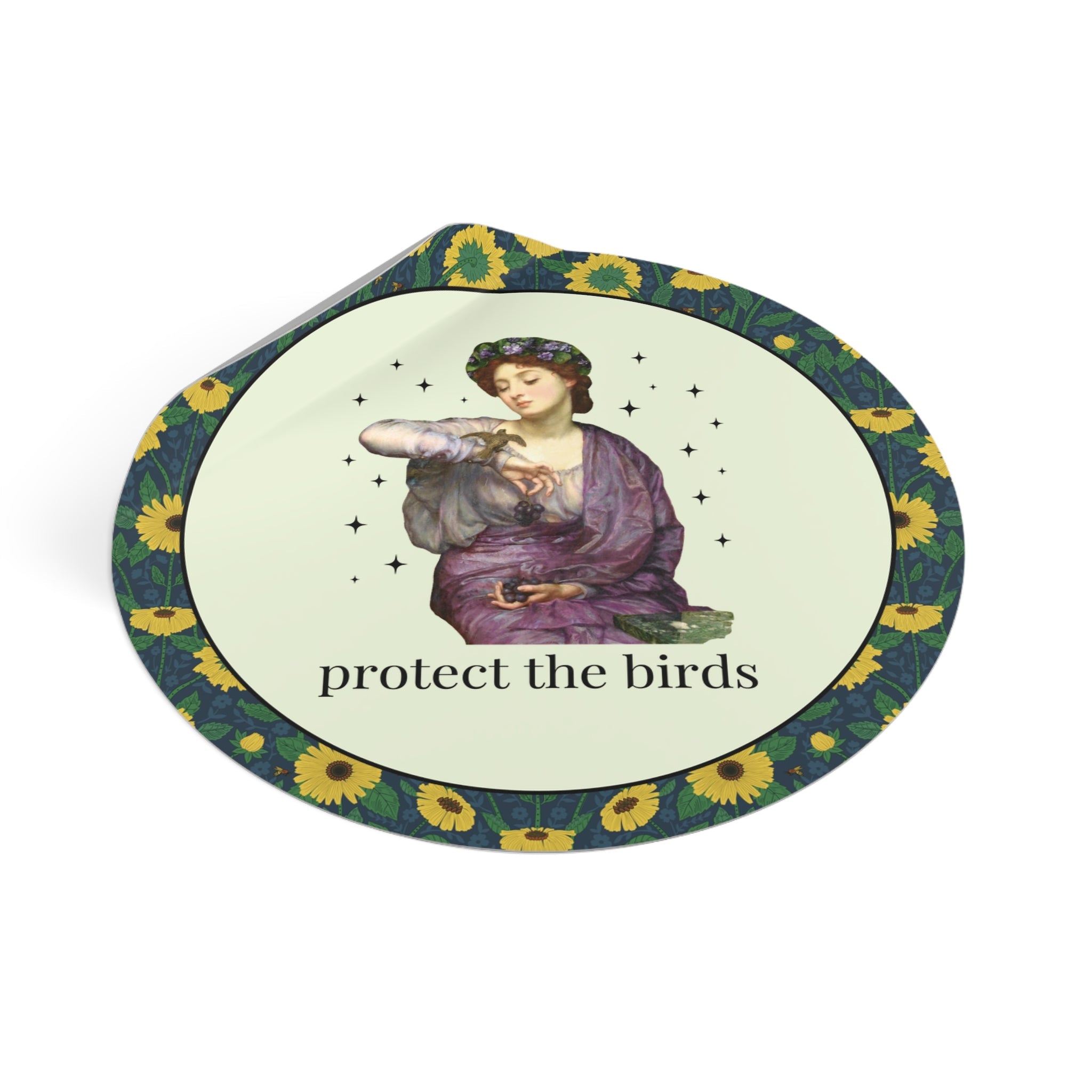 Protect the Birds Art History Sticker with Famous Painting: Bird Conservation Ornithologist Biology Major or Teacher Gift, Bird Lover Sticker - Opal and June