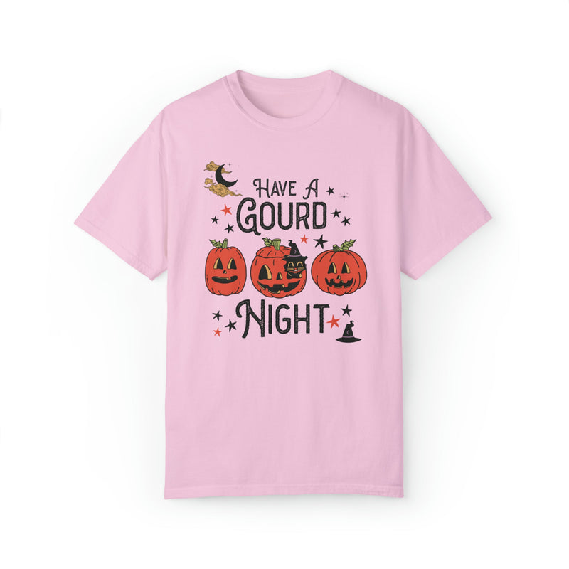 Punny Halloween Shirt with Witchy Cat and Stars: Have A Gourd Night - Opal and June