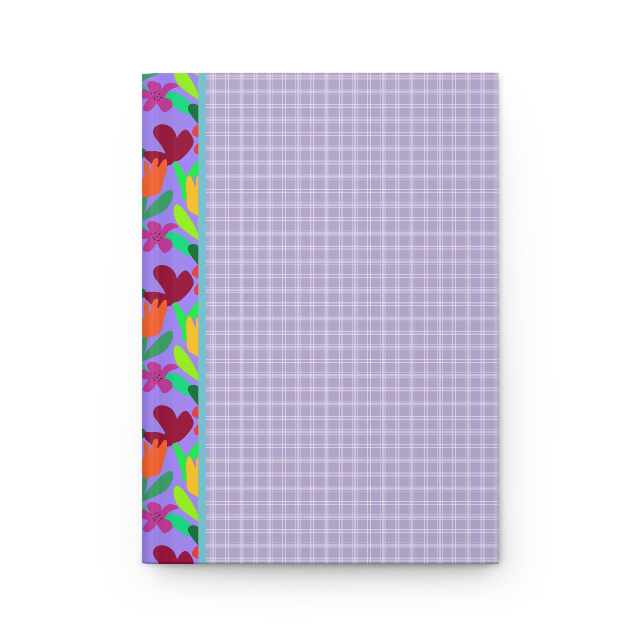Purple Plaid Notebook with Colorful Flower Spine: Vintage Aesthetic Journal with Mismatch Dopamine Vibes, Gift for Student - Opal and June