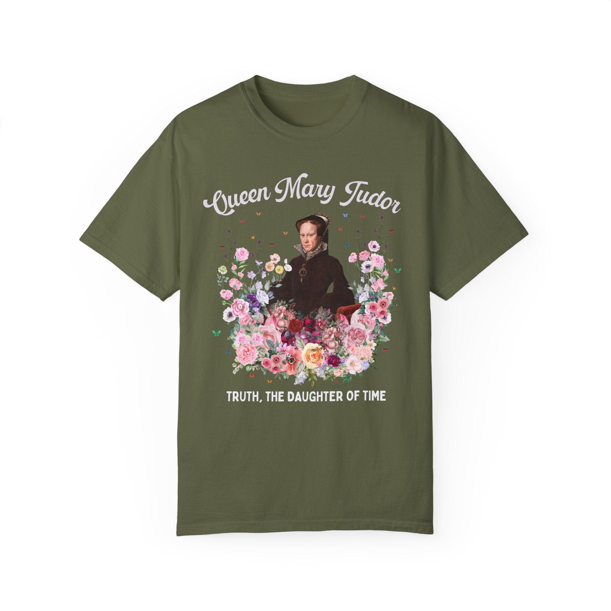 Queen Mary Tudor: Famous Queens European History T-Shirt, Tudor History Gift, 16th Century Women's History, Royal History Tee with Flowers - Opal and June