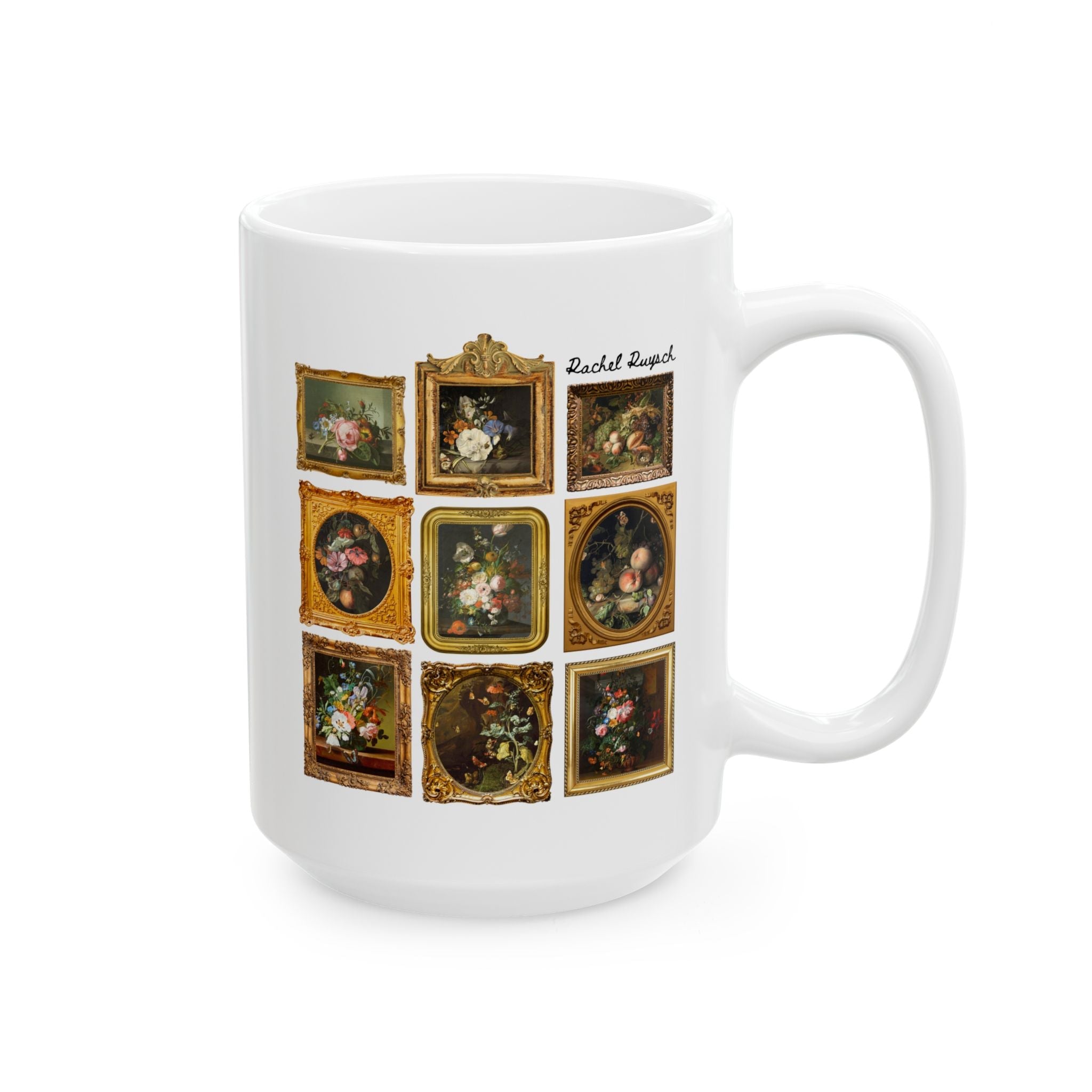 Rachel Ruysch Famous Painting of Flowers Mug, Dutch Floral Still Life Painting, 17th Century Art Historian, History Lover, Humanities Major Gift - Opal and June