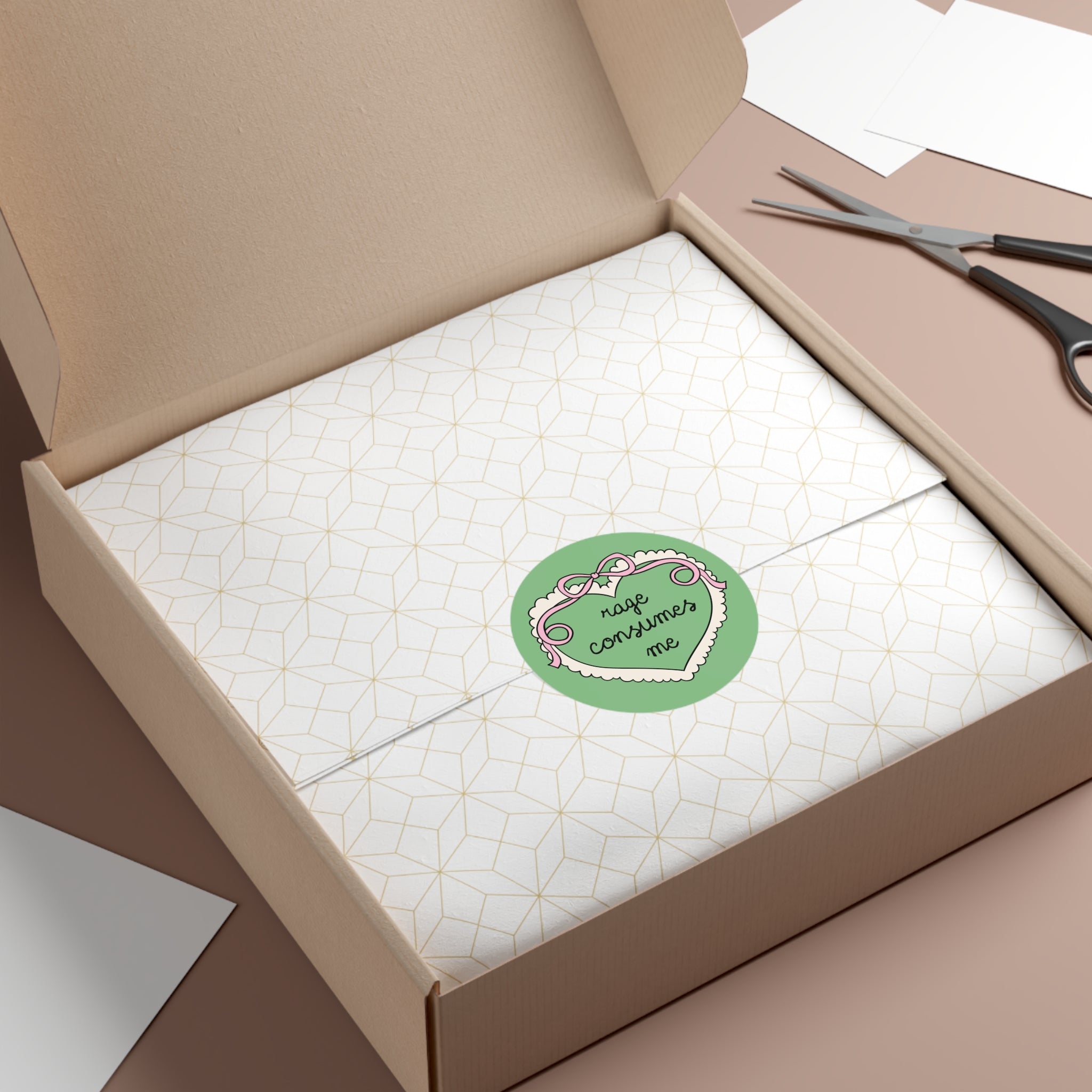 Rage Consumes Me Sticker with Cute Bow and Heart, Funny Saying Sticker for Feminist, Colorful Equal Rights Sticker, Cute Soft Girl Style - Opal and June