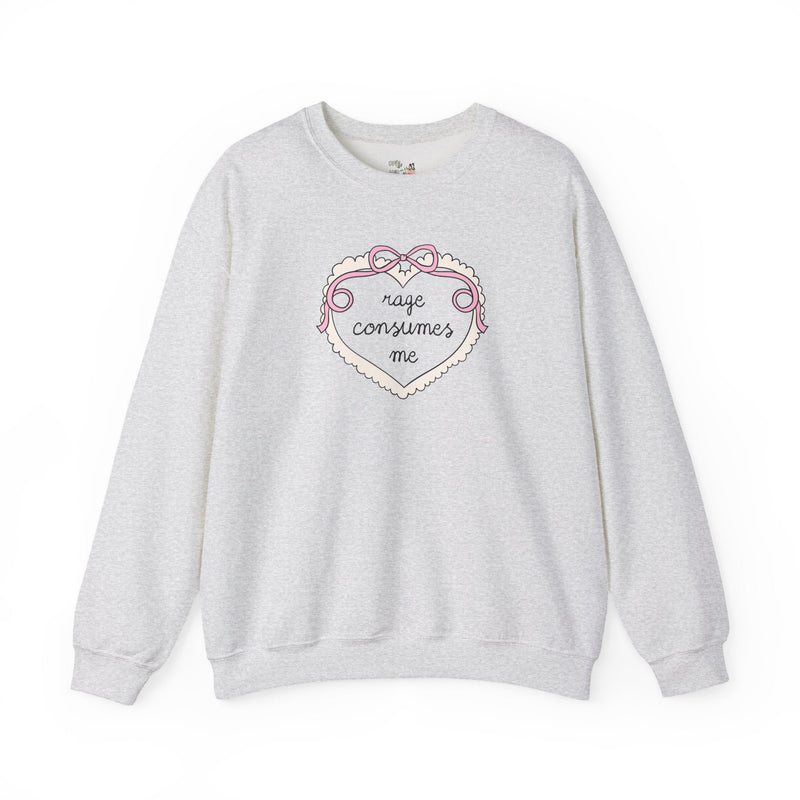 Rage Consumes Me Sweatshirt with Cute Bow and Heart, Funny Saying Crewneck for Feminist, Subtle Equal Rights Shirt, Soft Girl Style Shirt - Opal and June