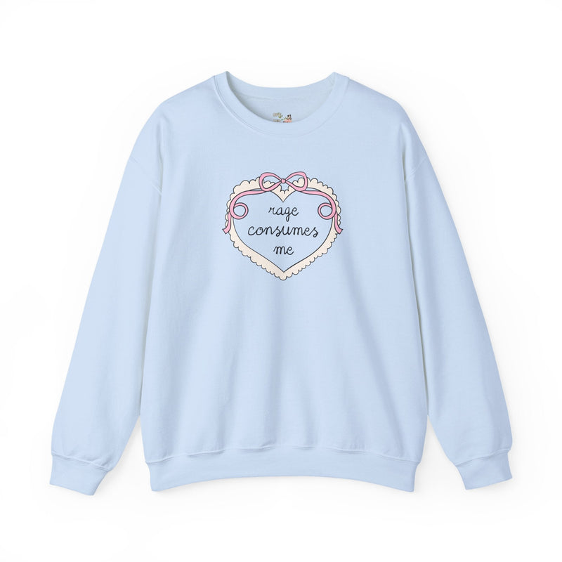 Rage Consumes Me Sweatshirt with Cute Bow and Heart, Funny Saying Crewneck for Feminist, Subtle Equal Rights Shirt, Soft Girl Style Shirt - Opal and June