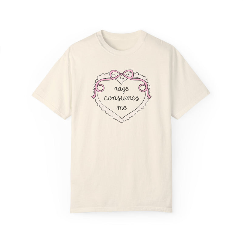 Rage Consumes Me Tee Shirt with Cute Bow and Heart, Funny Saying T-Shirt for Feminist, Subtle Equal Rights T-Shirt, Soft Girl Style Shirt - Opal and June