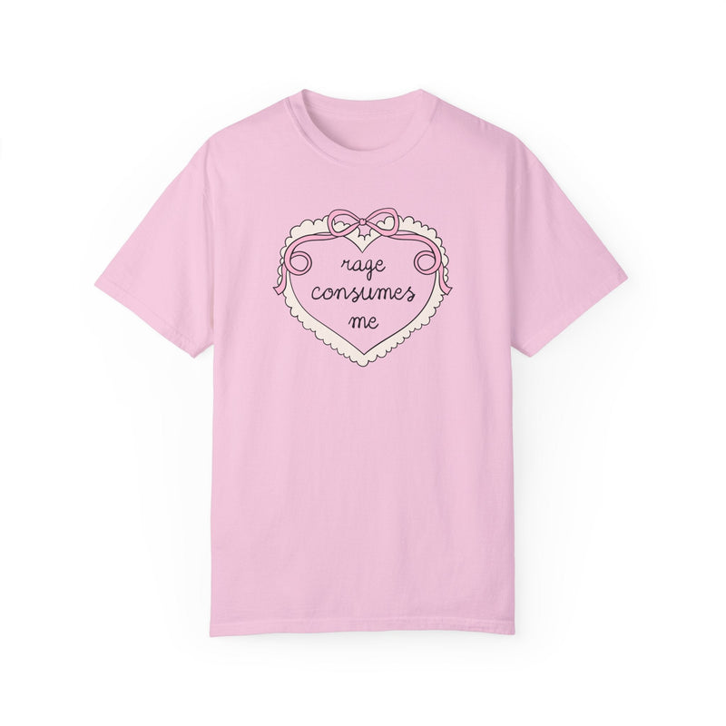 Rage Consumes Me Tee Shirt with Cute Bow and Heart, Funny Saying T-Shirt for Feminist, Subtle Equal Rights T-Shirt, Soft Girl Style Shirt - Opal and June