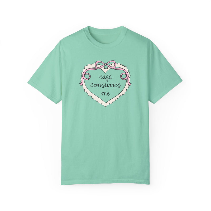 Rage Consumes Me Tee Shirt with Cute Bow and Heart, Funny Saying T-Shirt for Feminist, Subtle Equal Rights T-Shirt, Soft Girl Style Shirt - Opal and June