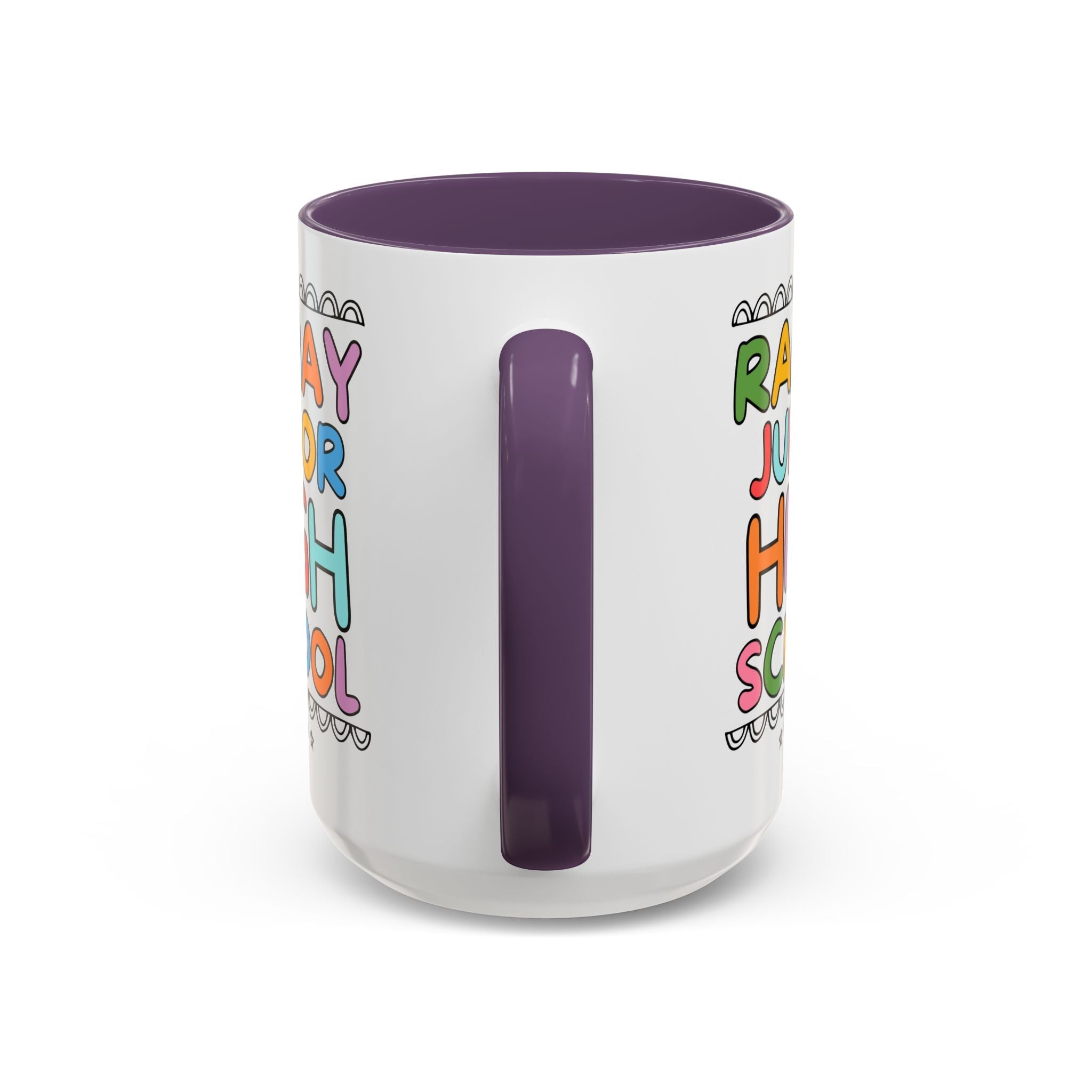 Ramay Junior High School 15 Oz Coffee Mug: Rainbow Letters - Opal and June