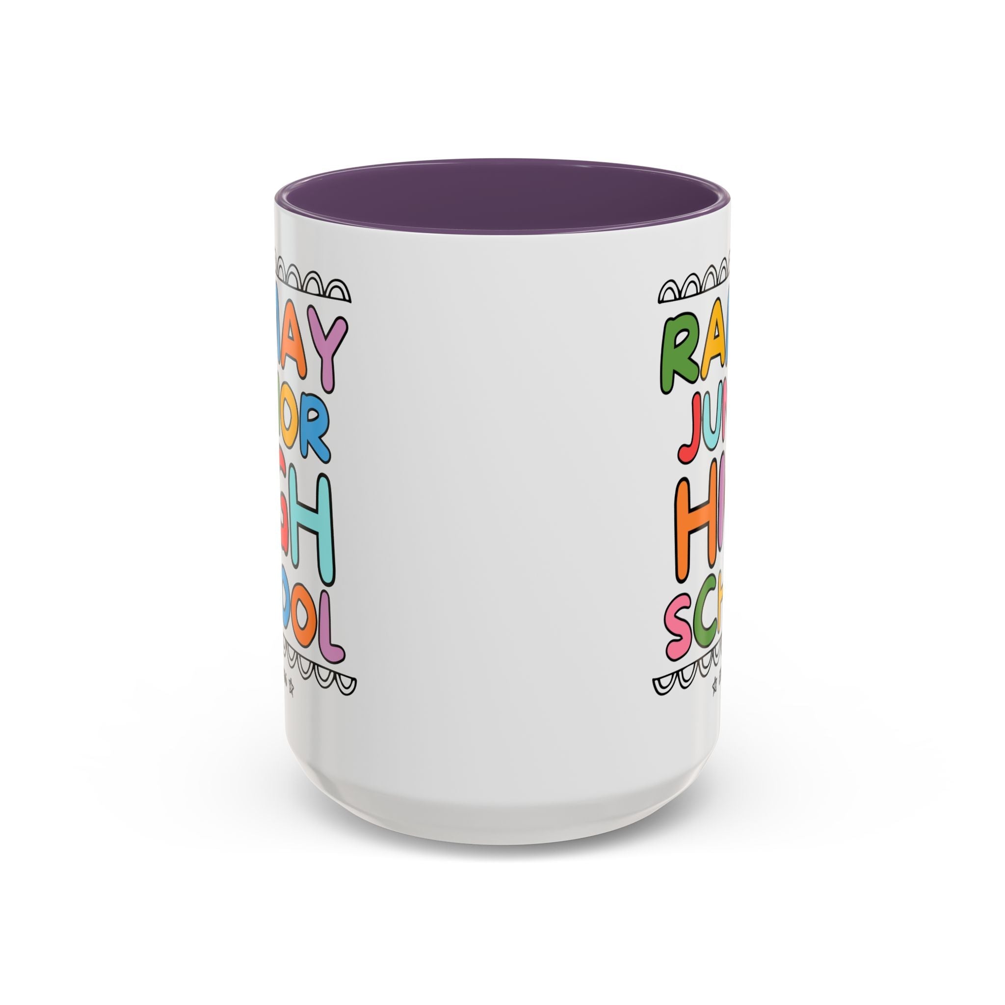 Ramay Junior High School 15 Oz Coffee Mug: Rainbow Letters - Opal and June