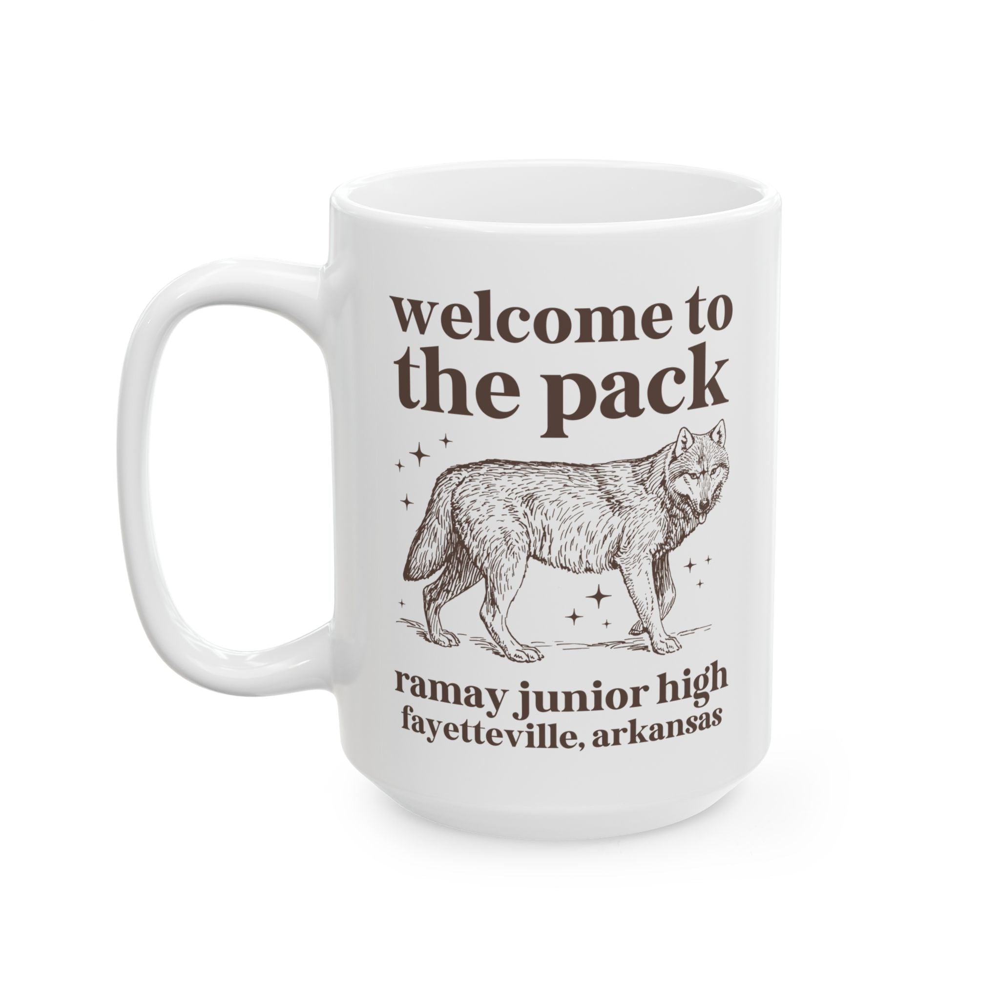 Ramay Junior High School Coffee Mug: Welcome to the Pack | FPS + Opal and June 15 Oz Coffee Mug, Fayetteville Public Schools - Opal and June