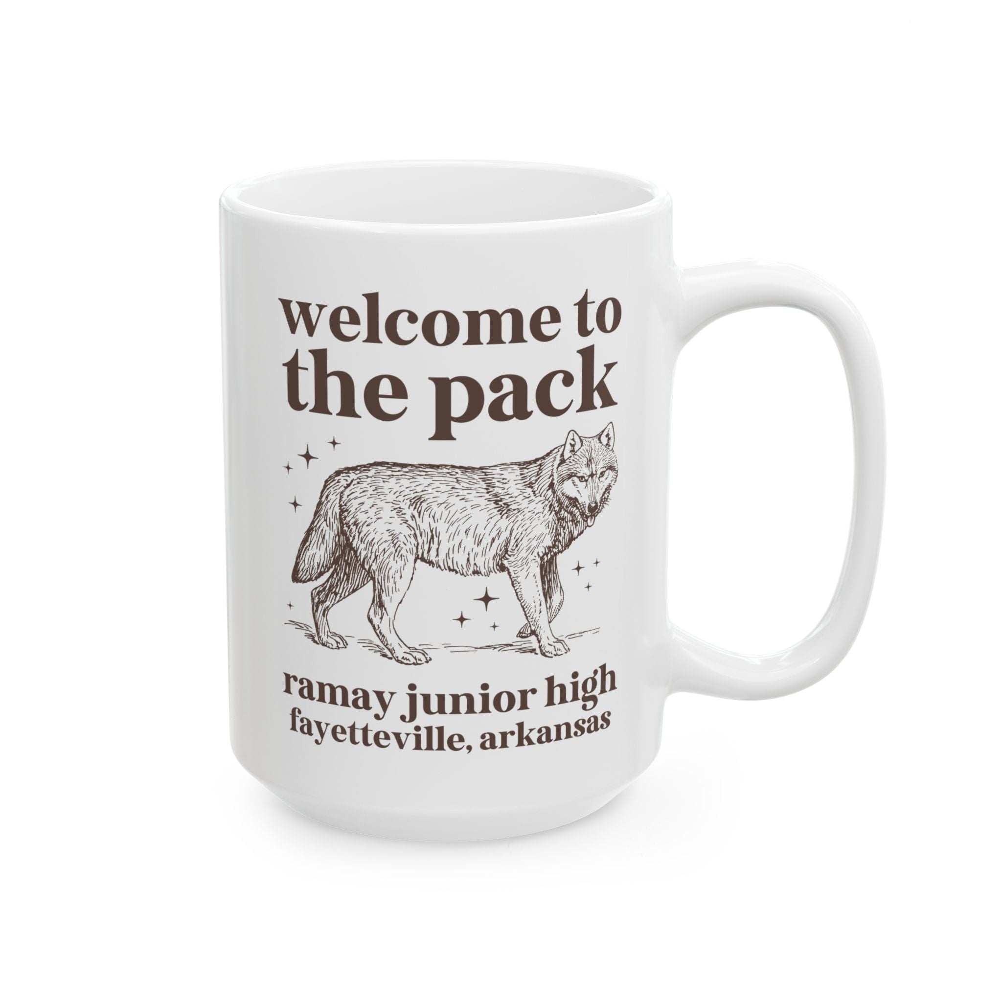 Ramay Junior High School Coffee Mug: Welcome to the Pack | FPS + Opal and June 15 Oz Coffee Mug, Fayetteville Public Schools - Opal and June