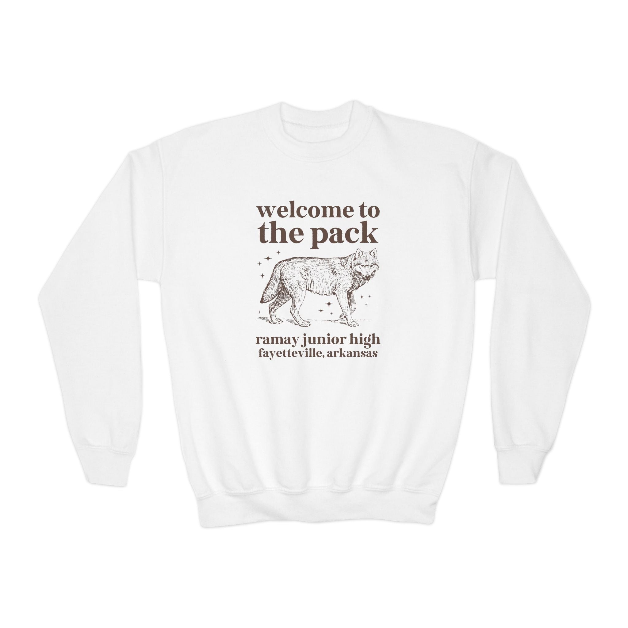 Ramay Junior High School Kids Sweatshirt: Welcome to the Pack | FPS + Opal and June Kids Sweatshirt, Fayetteville Public Schools - Opal and June