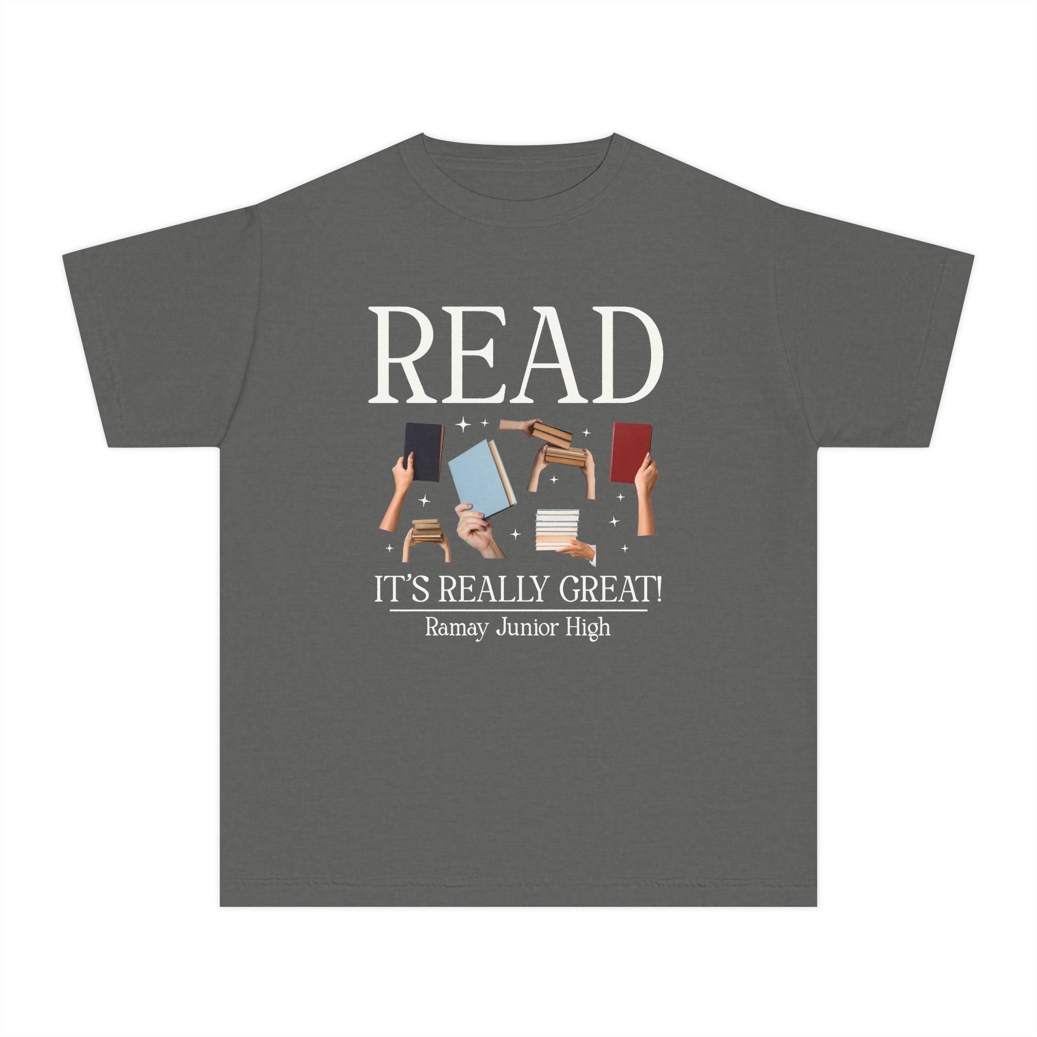 Ramay Junior High School Kids Tee Shirt: Read It's Really Great | FPS + Opal and June Kids Tee Shirt, Fayetteville Public Schools - Opal and June