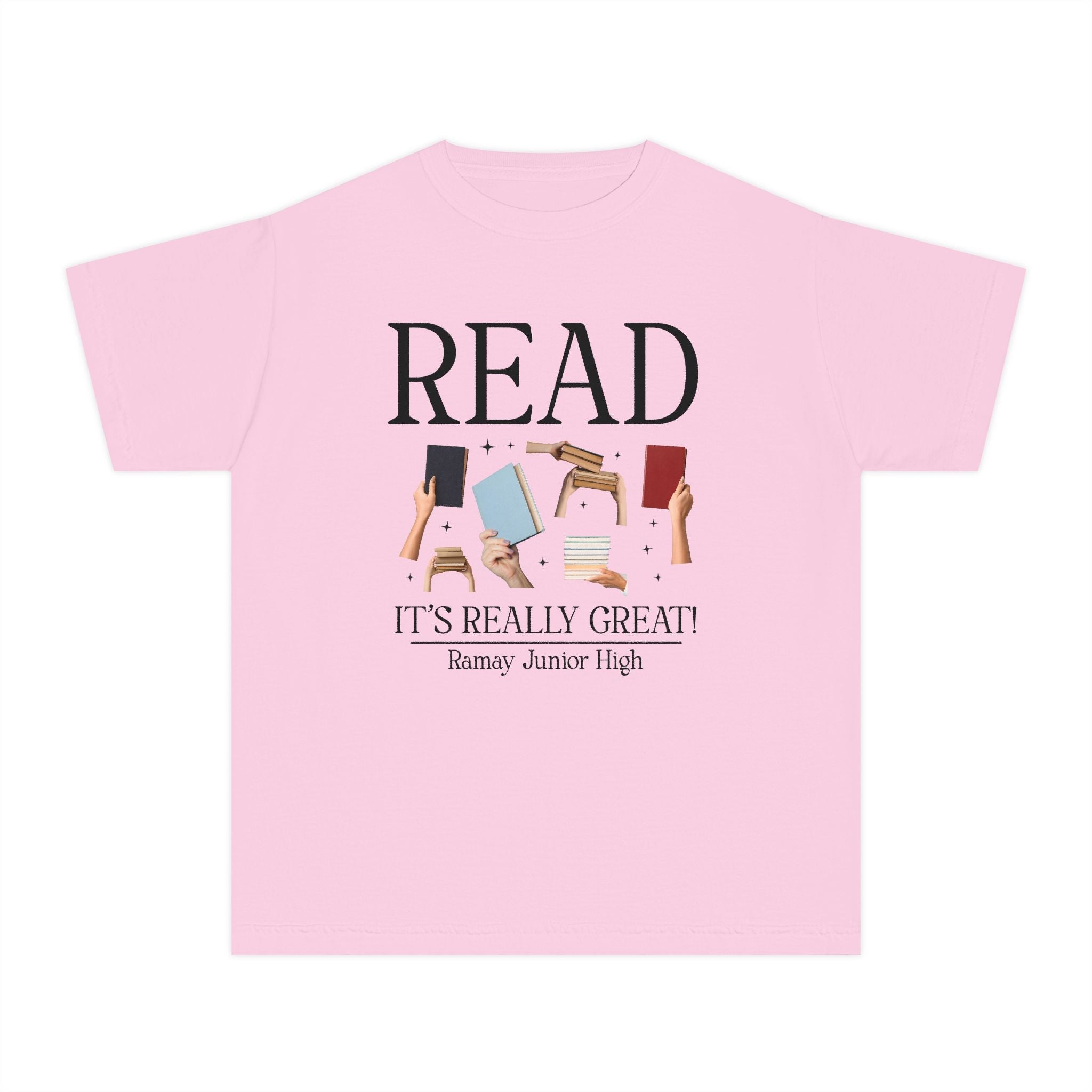 Ramay Junior High School Kids Tee Shirt: Read It's Really Great | FPS + Opal and June Kids Tee Shirt, Fayetteville Public Schools - Opal and June