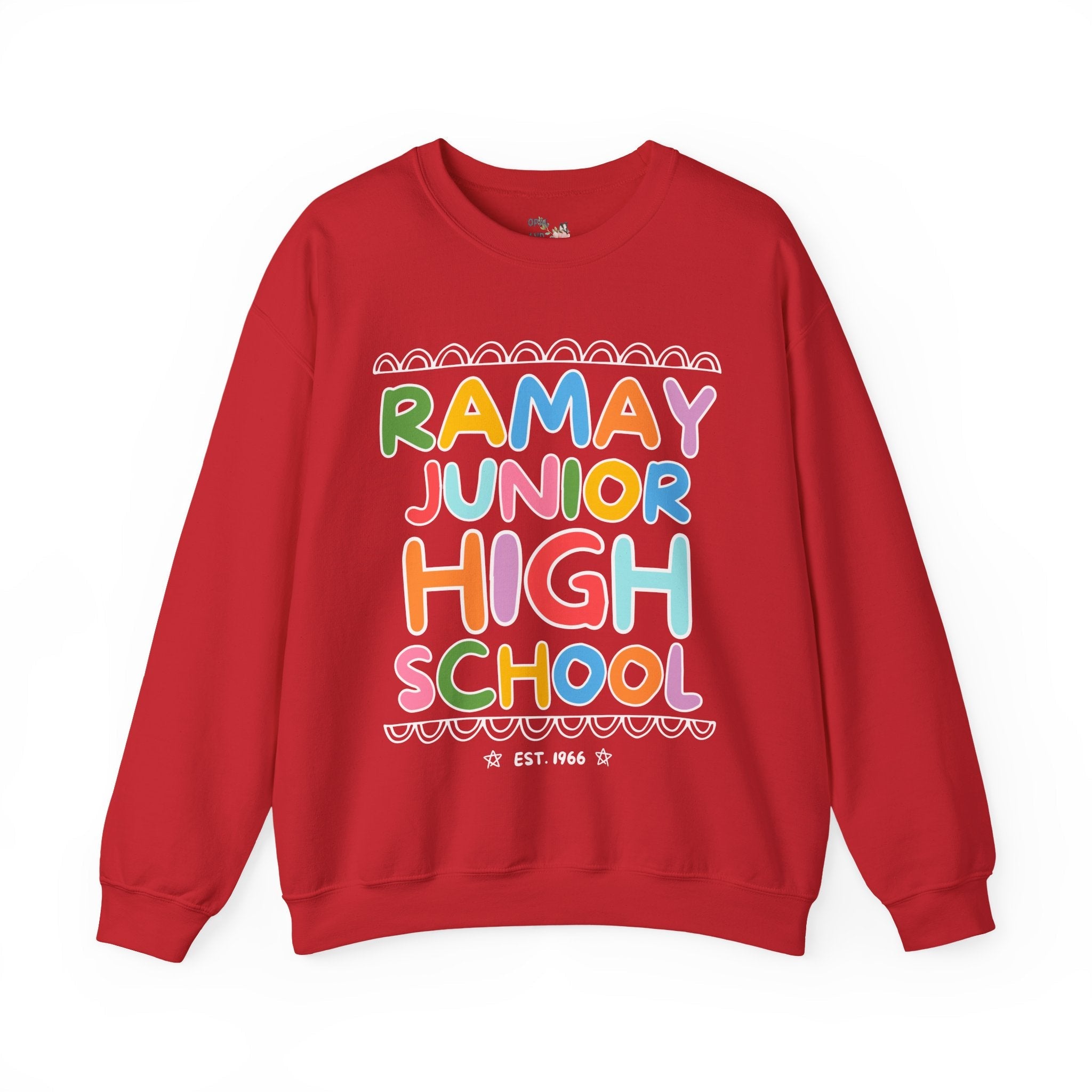 Ramay Junior High School Sweatshirt: Rainbow Letters - Opal and June