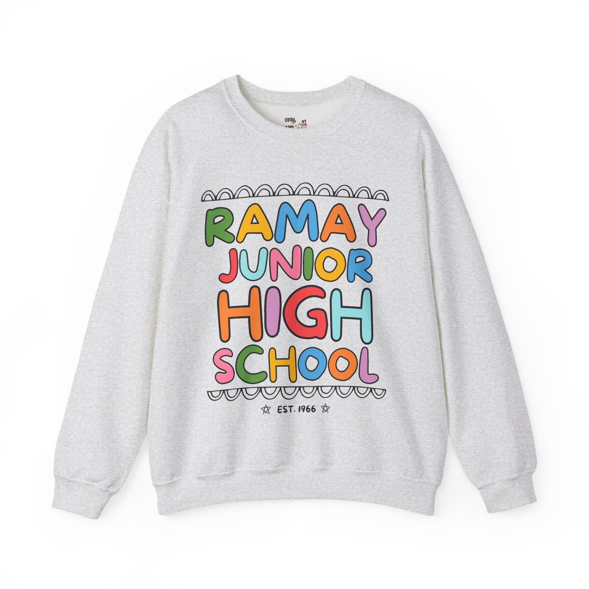 Ramay Junior High School Sweatshirt: Rainbow Letters - Opal and June
