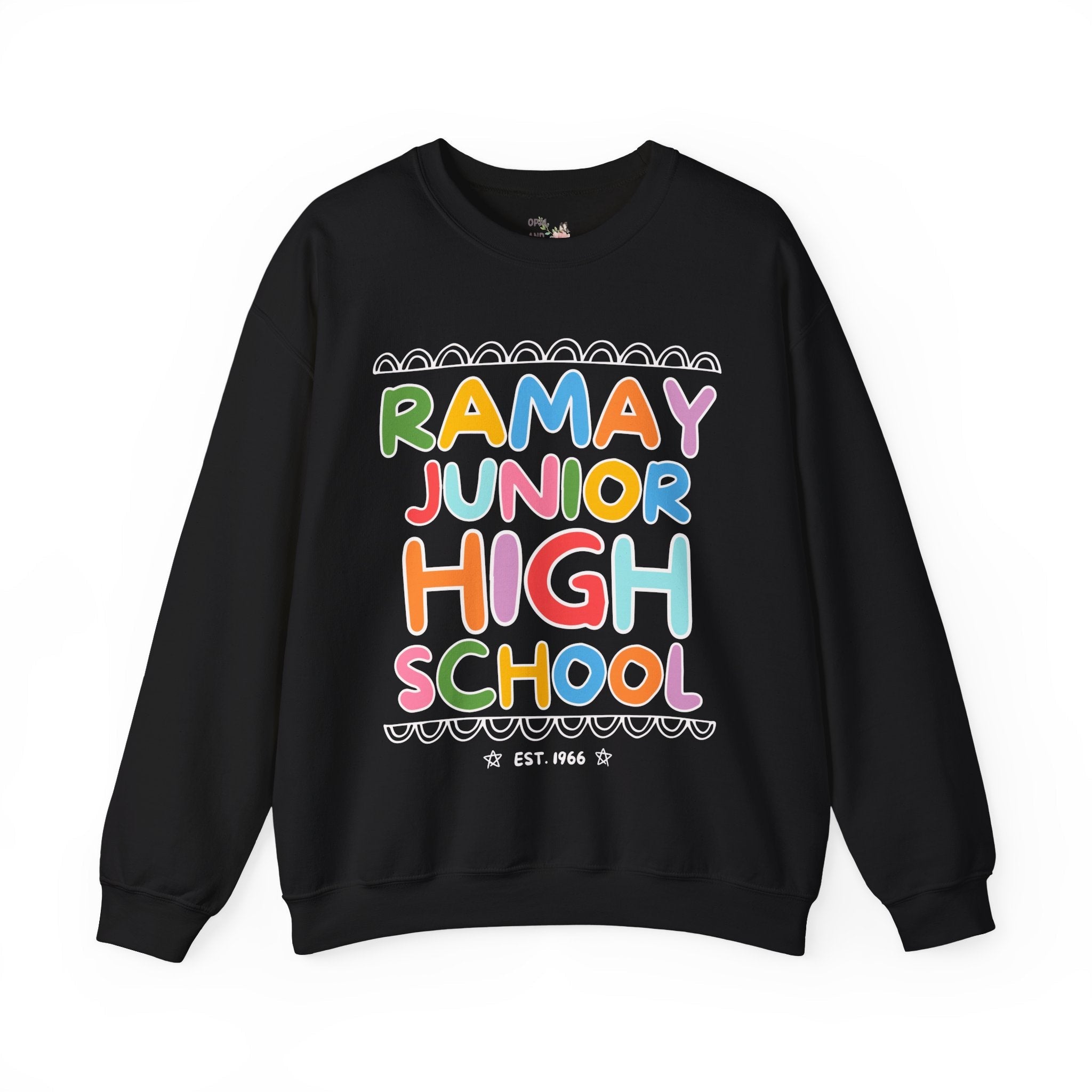 Ramay Junior High School Sweatshirt: Rainbow Letters - Opal and June