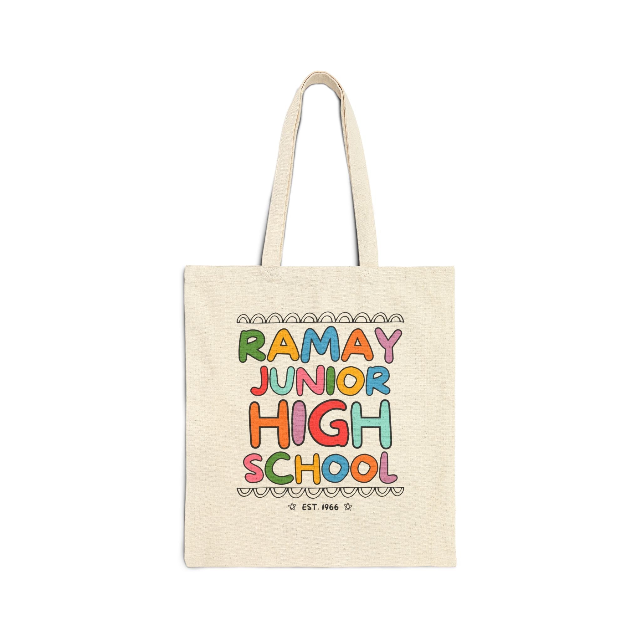 Ramay Junior High School Tote Bag: Rainbow Letters - Opal and June