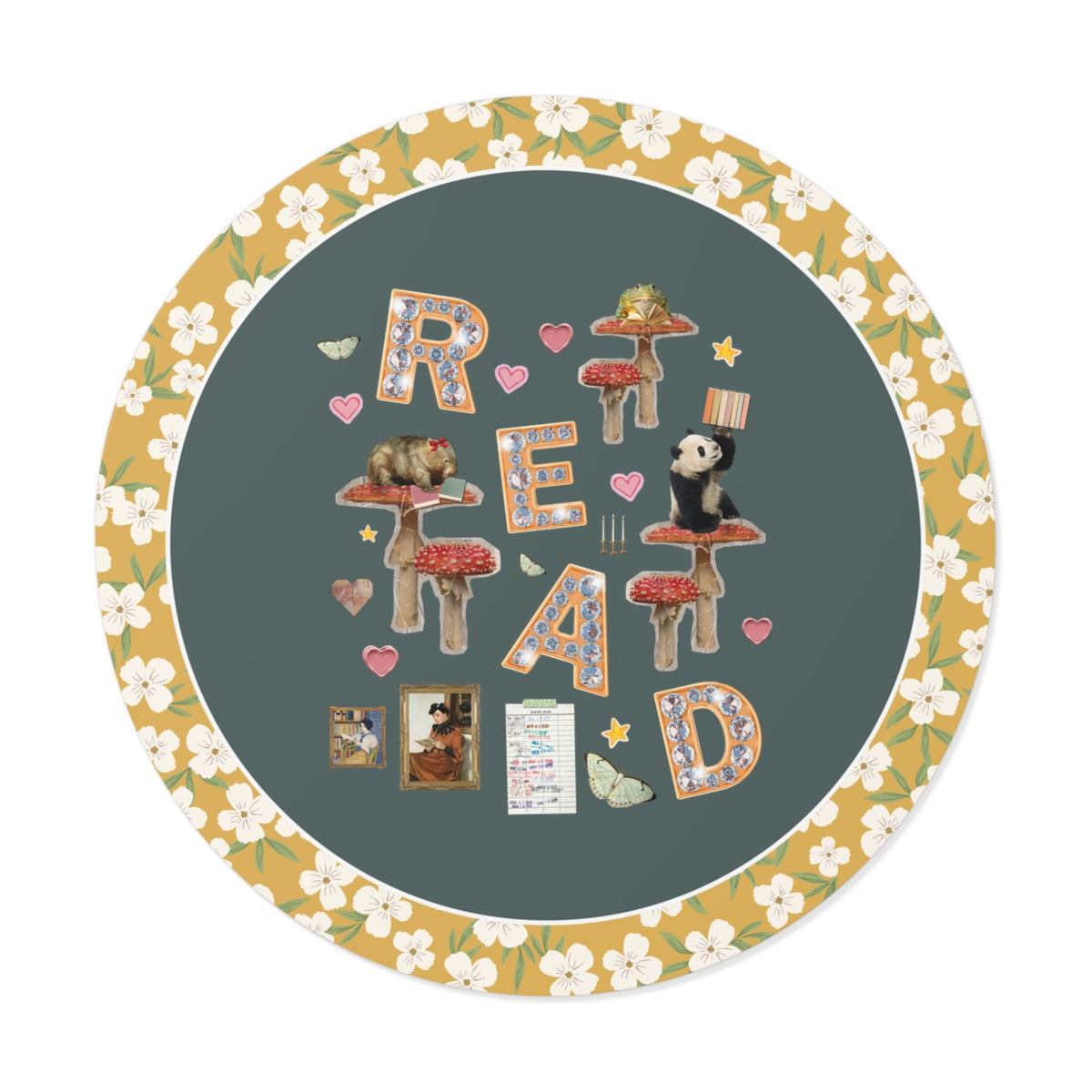 Read Animal Lover Sticker with Famous Paintings and Hearts, Cute 90s Aesthetic Book Lover or Bookworm Sticker for School Librarian or Reader - Opal and June