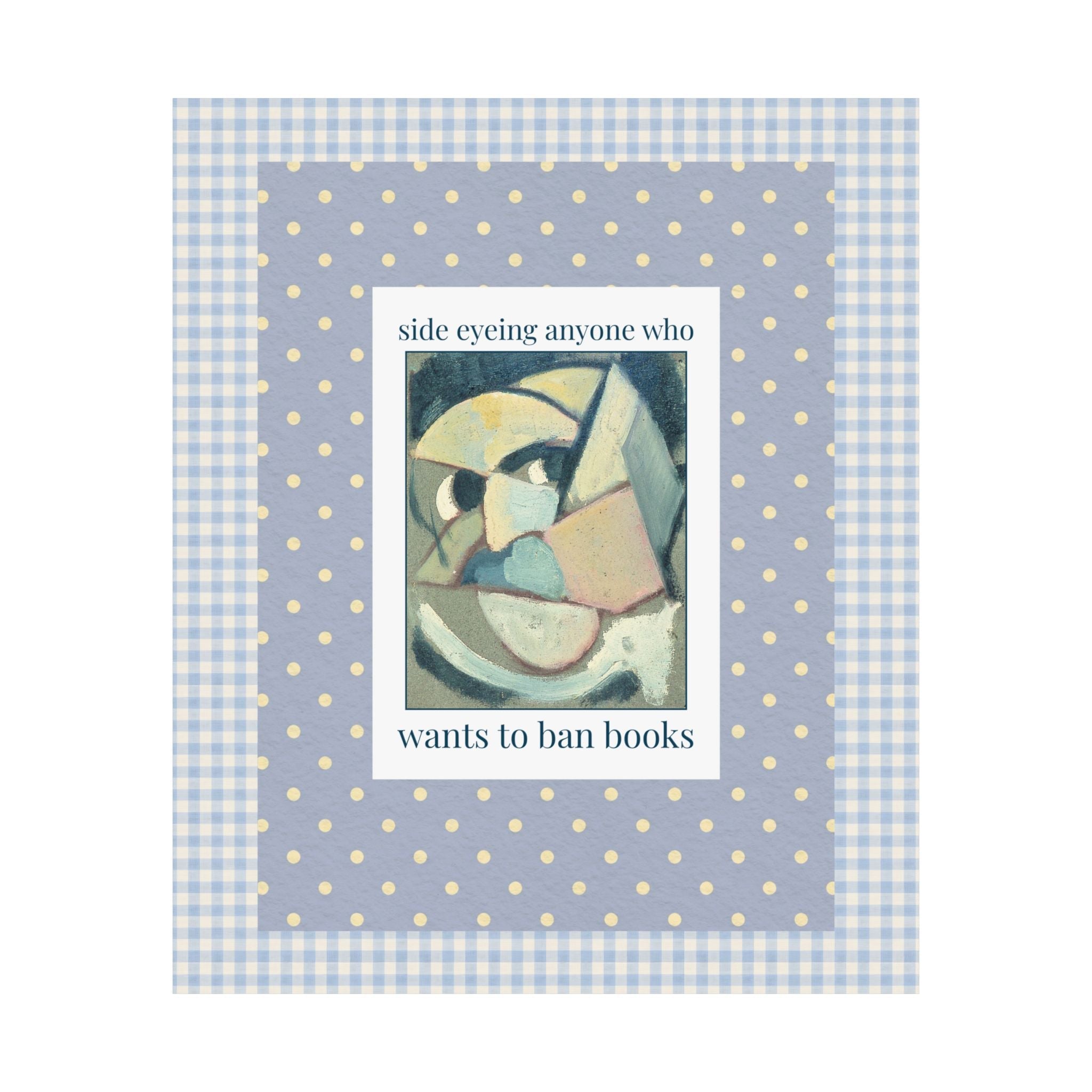 Read Banned Books Art History Lover Poster Print, Abstracted Portrait by Theo van Doesburg, Funny Book Lover Wall Decor for Librarian or Reader - Opal and June