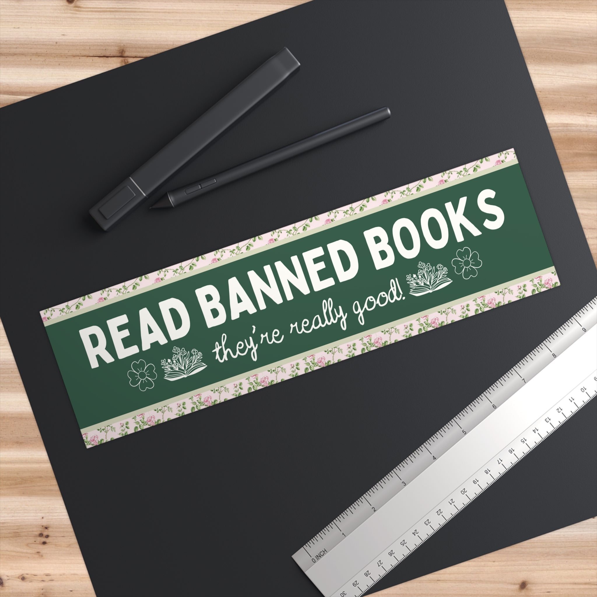 Read Banned Books Bumper Sticker for Librarian or Book Lover: They're Really Good! Cute Floral Sticker for New Driver Who Loves Reading - Opal and June
