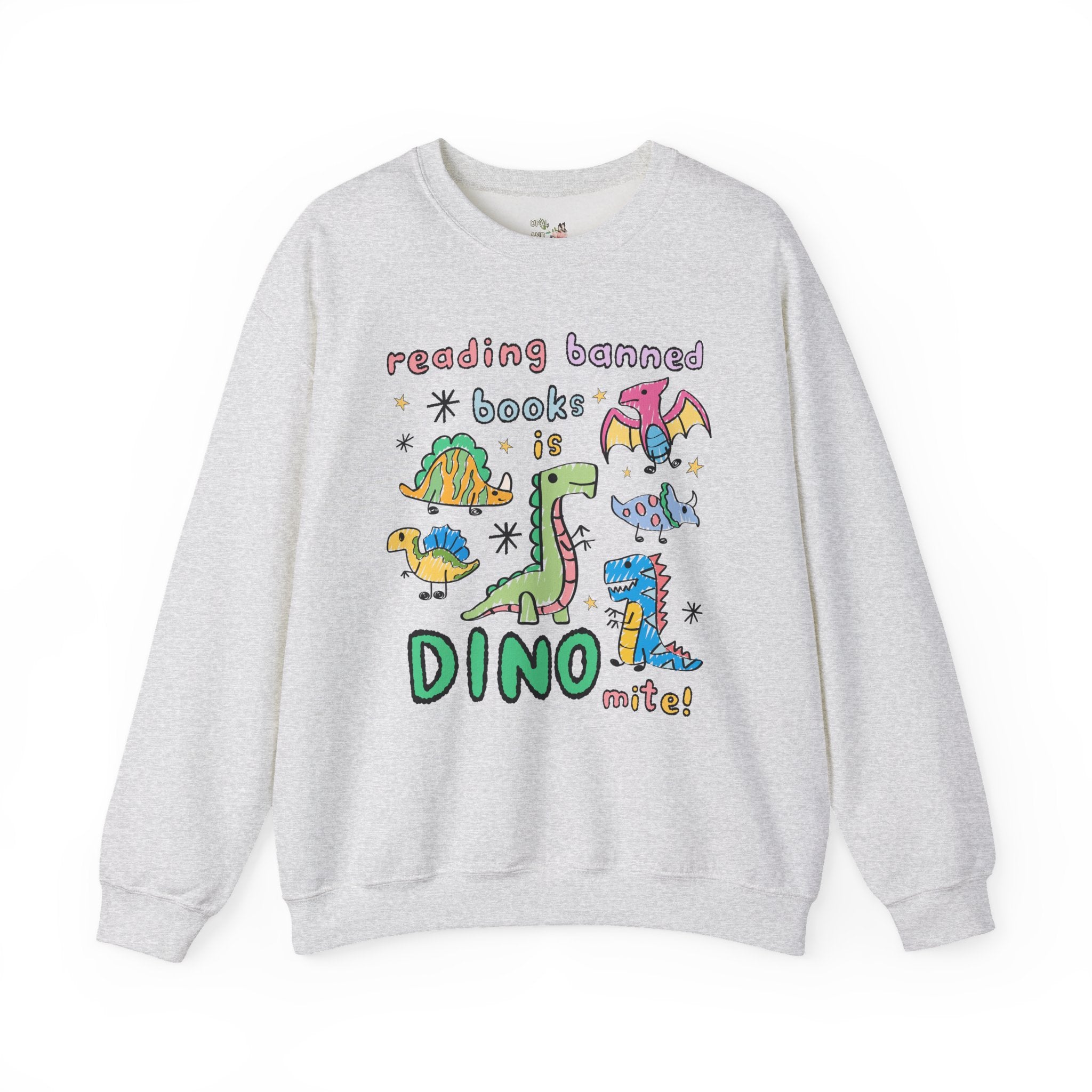 Read Banned Books Dinosaur Lover Sweatshirt for Scientist Who Loves Reading, Funny Saying Bookish Shirt, Book Lover Gift for Paleontologist - Opal and June