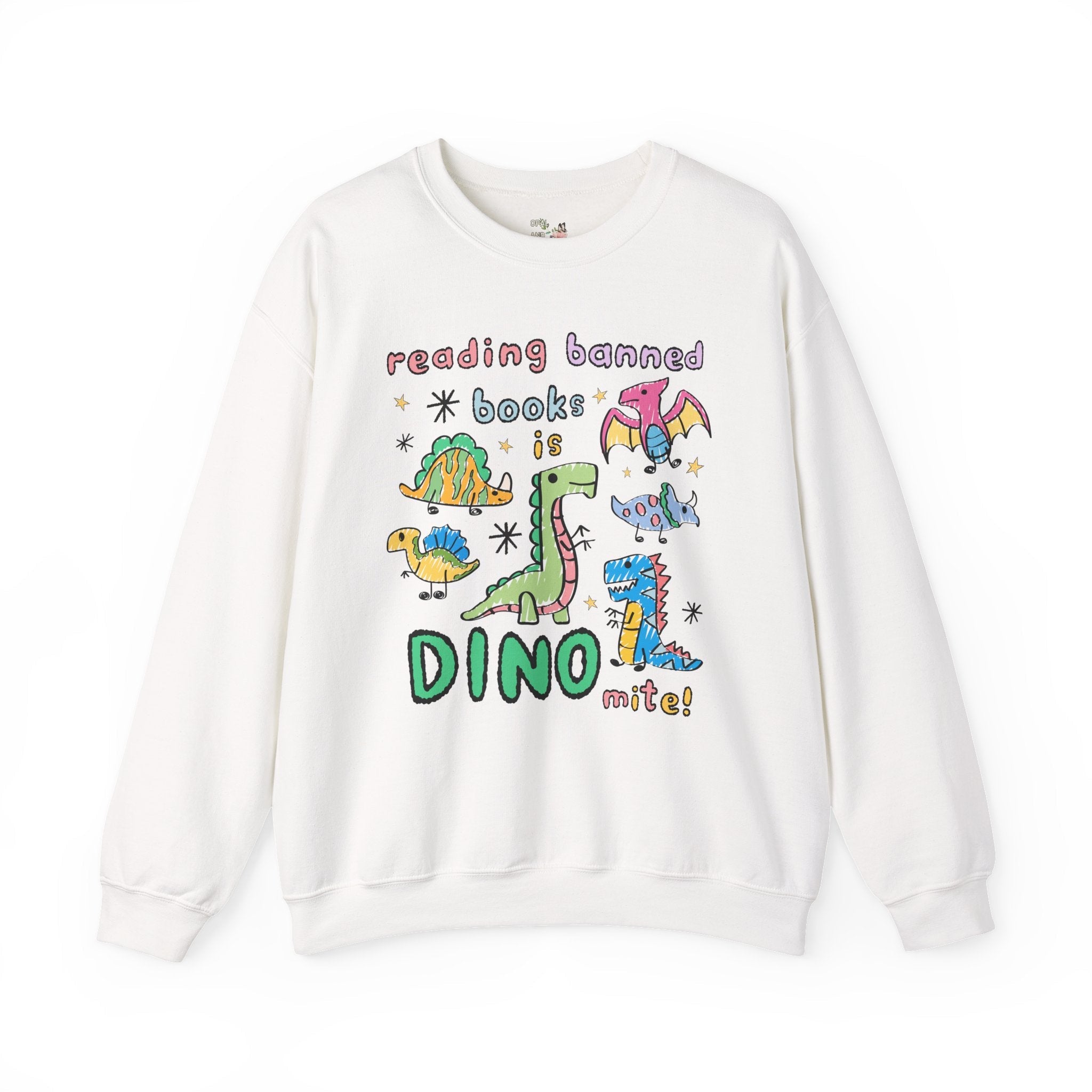 Read Banned Books Dinosaur Lover Sweatshirt for Scientist Who Loves Reading, Funny Saying Bookish Shirt, Book Lover Gift for Paleontologist - Opal and June