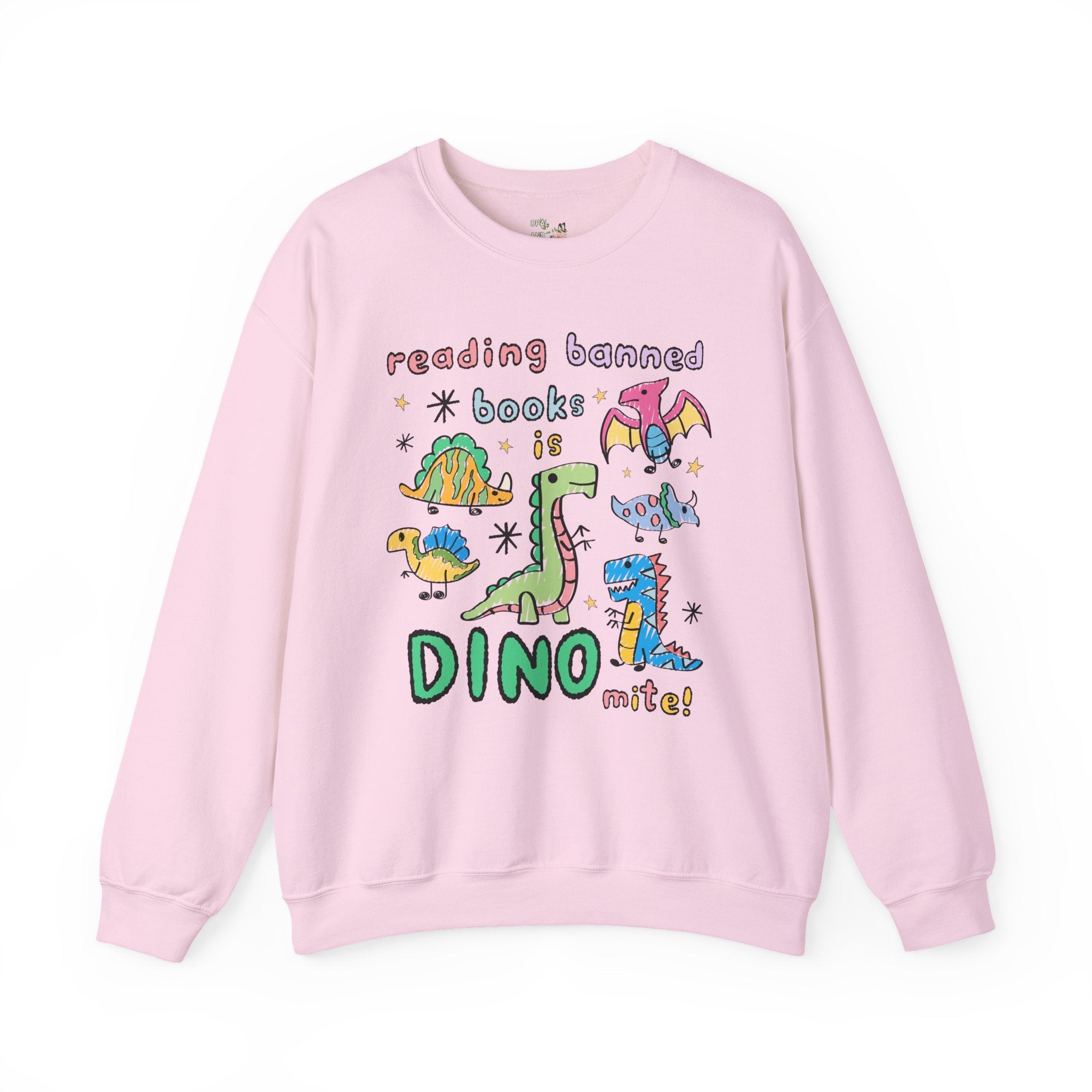 Read Banned Books Dinosaur Lover Sweatshirt for Scientist Who Loves Reading, Funny Saying Bookish Shirt, Book Lover Gift for Paleontologist - Opal and June