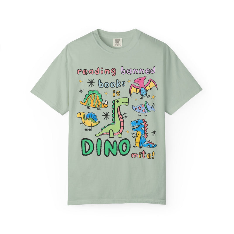 Read Banned Books Dinosaur Lover Tee Shirt for Scientist Who Loves Reading, Funny Saying Bookish T-Shirt, Book Lover Gift for Paleontologist - Opal and June
