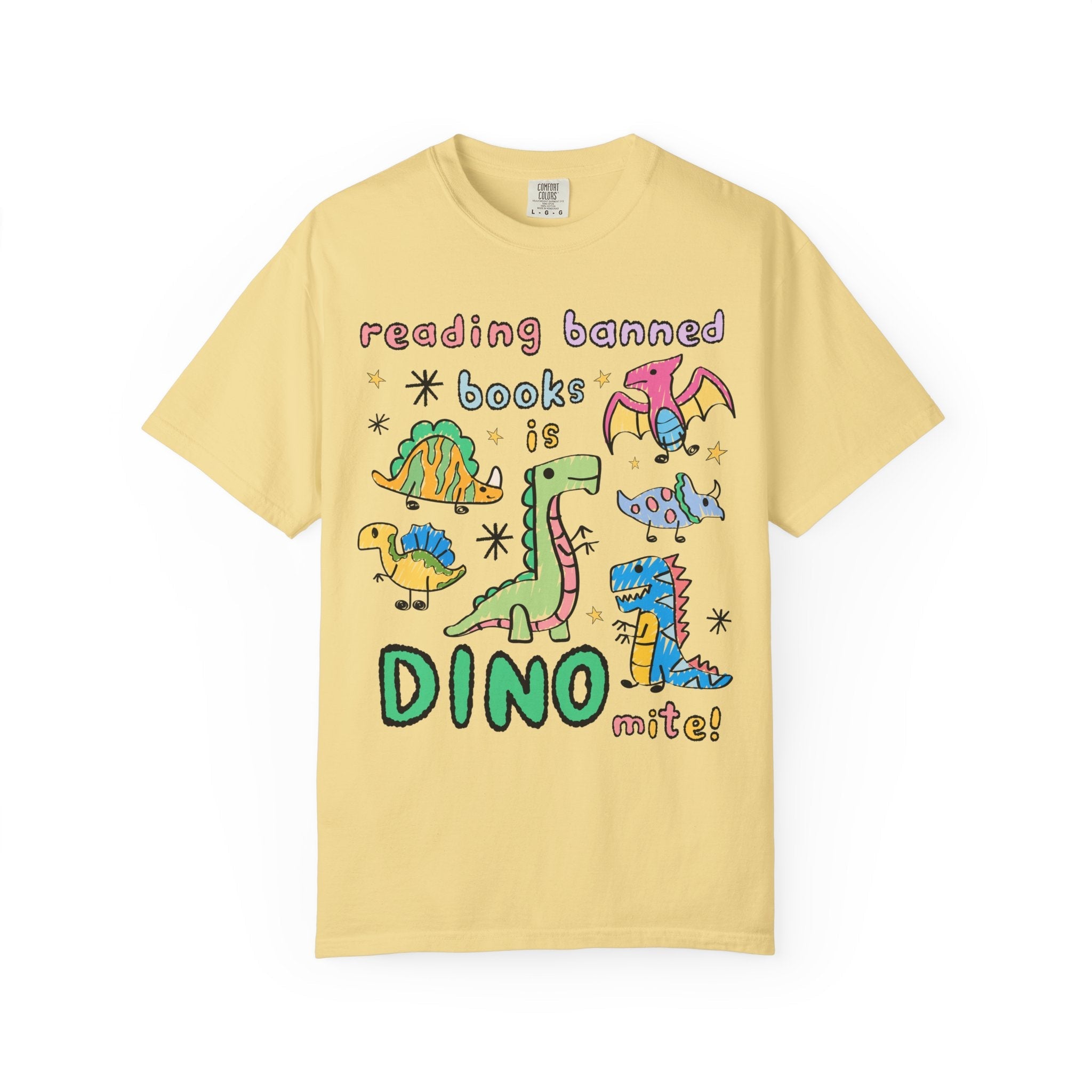 Read Banned Books Dinosaur Lover Tee Shirt for Scientist Who Loves Reading, Funny Saying Bookish T-Shirt, Book Lover Gift for Paleontologist - Opal and June