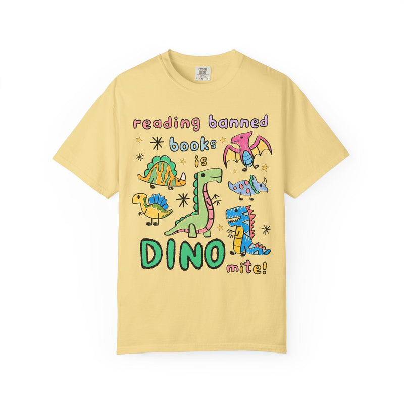 Read Banned Books Dinosaur Lover Tee Shirt for Scientist Who Loves Reading, Funny Saying Bookish T-Shirt, Book Lover Gift for Paleontologist - Opal and June