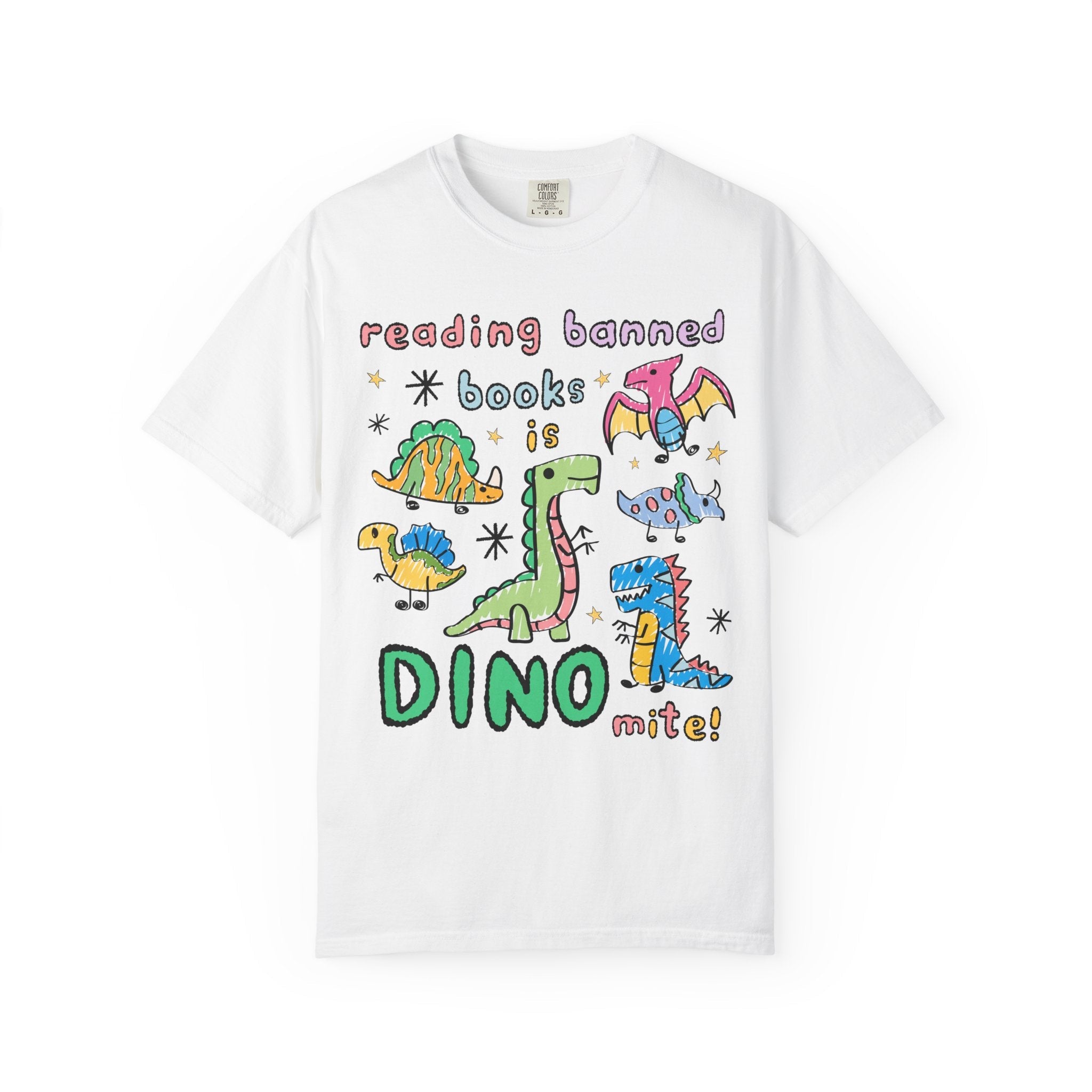 Read Banned Books Dinosaur Lover Tee Shirt for Scientist Who Loves Reading, Funny Saying Bookish T-Shirt, Book Lover Gift for Paleontologist - Opal and June