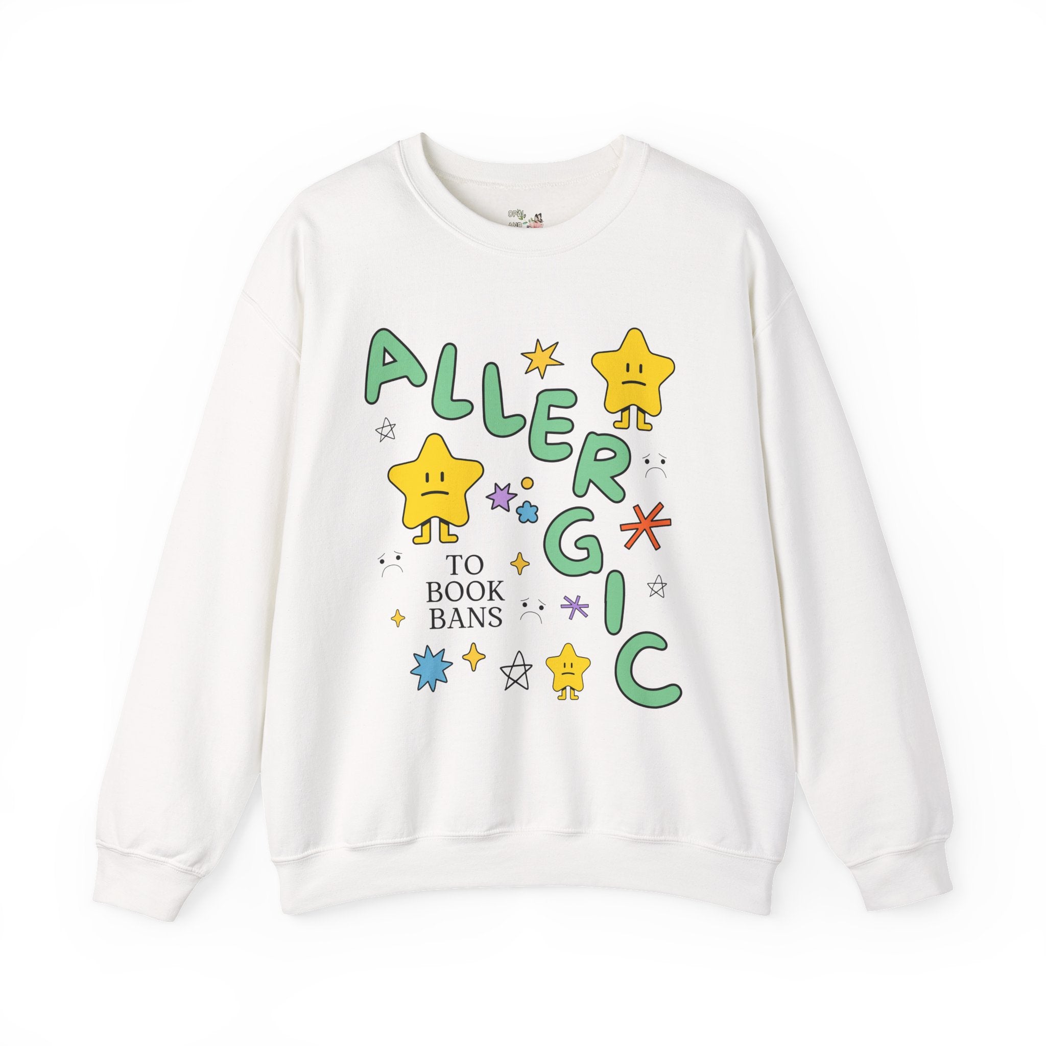 Read Banned Books Sweatshirt with Funny Saying: Allergic to Book Bans Crewneck for Librarian or Book Author, Cute Literature Professor Tee - Opal and June