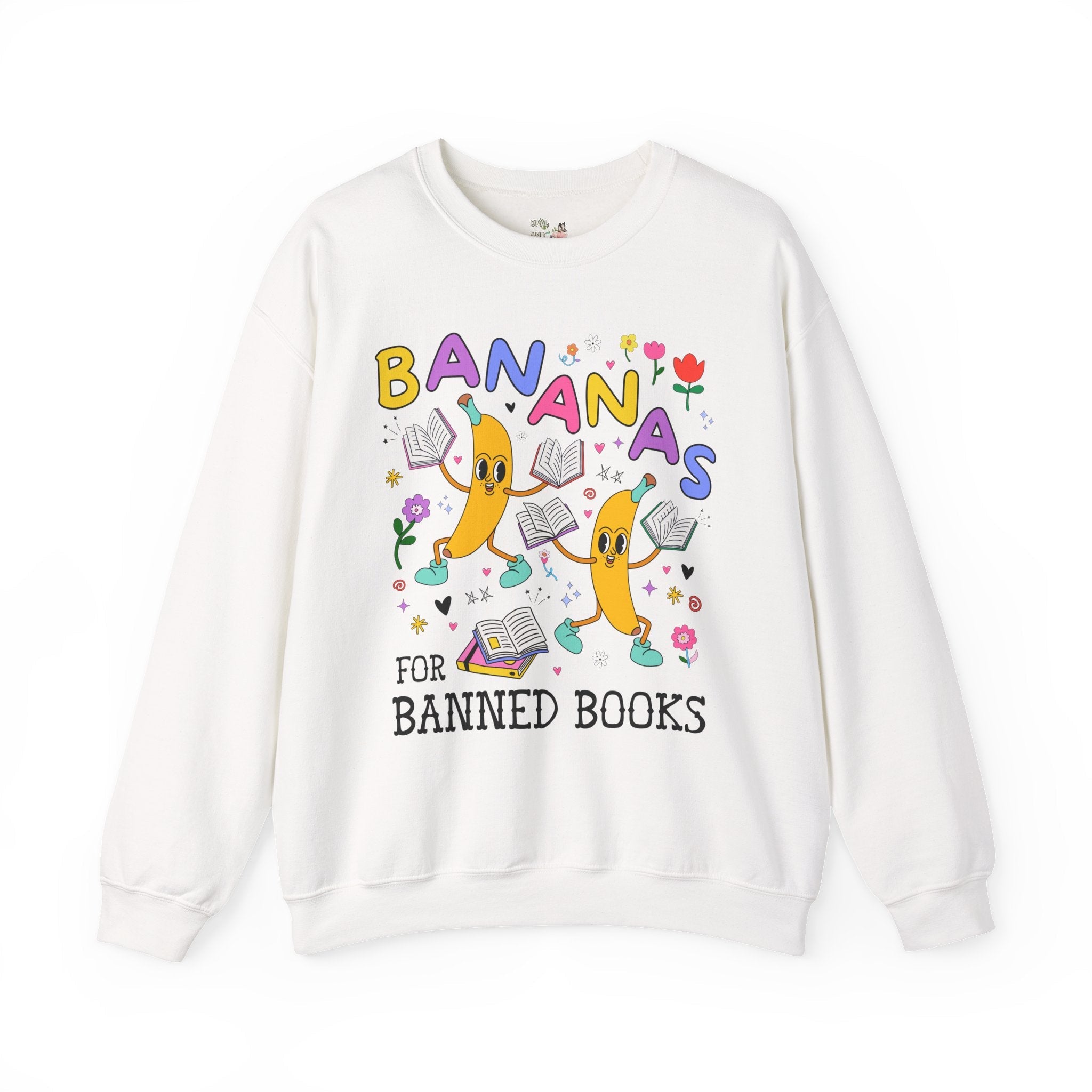 Read Banned Books Sweatshirt with Funny Saying: Bananas for Banned Books Fruit Lover Crewneck for Librarian, Cute Literature Professor Tee - Opal and June