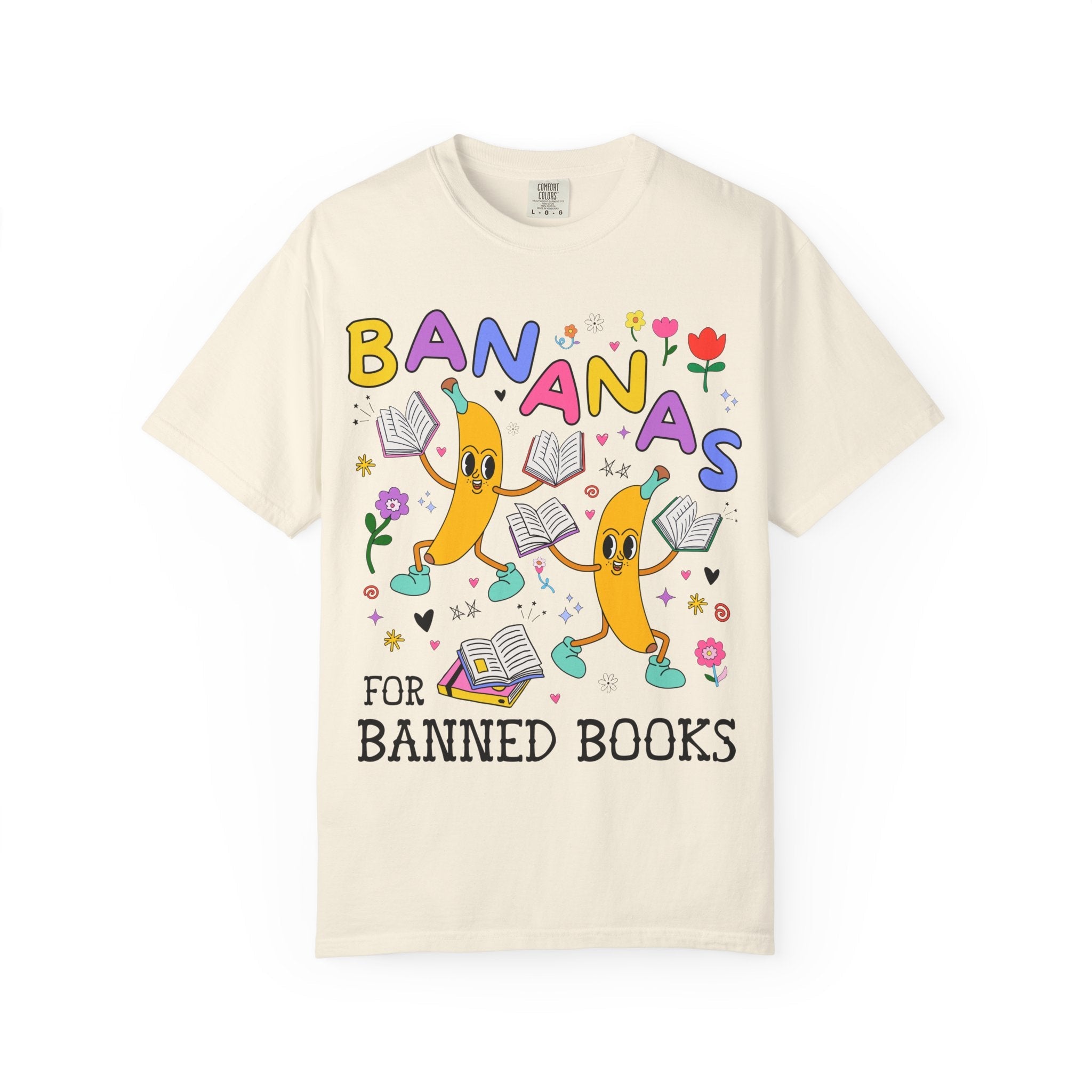 Read Banned Books Tee Shirt with Funny Saying: Bananas for Banned Books Fruit Lover T-Shirt for Librarian, Cute Literature Professor Tee - Opal and June