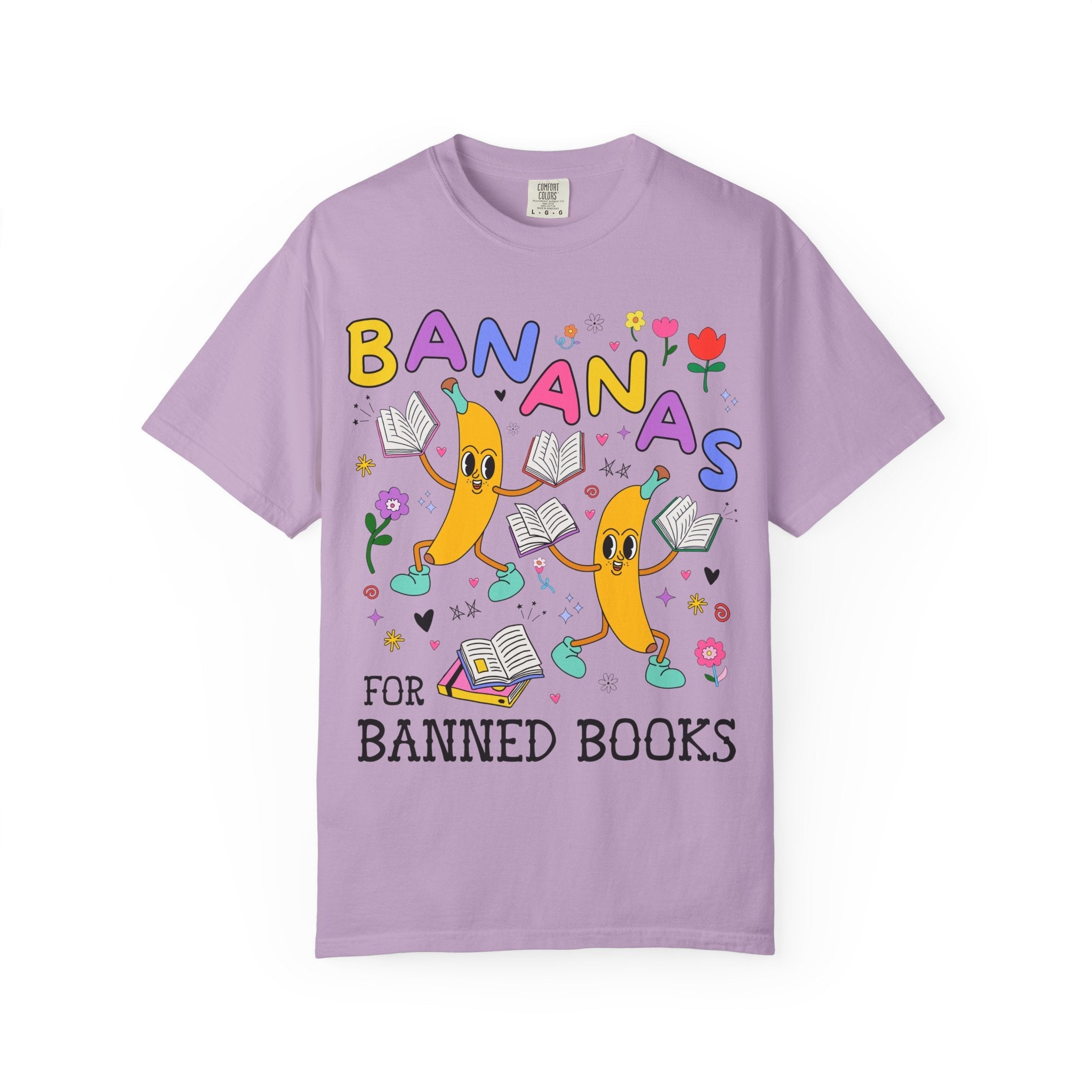 Read Banned Books Tee Shirt with Funny Saying: Bananas for Banned Books Fruit Lover T-Shirt for Librarian, Cute Literature Professor Tee - Opal and June