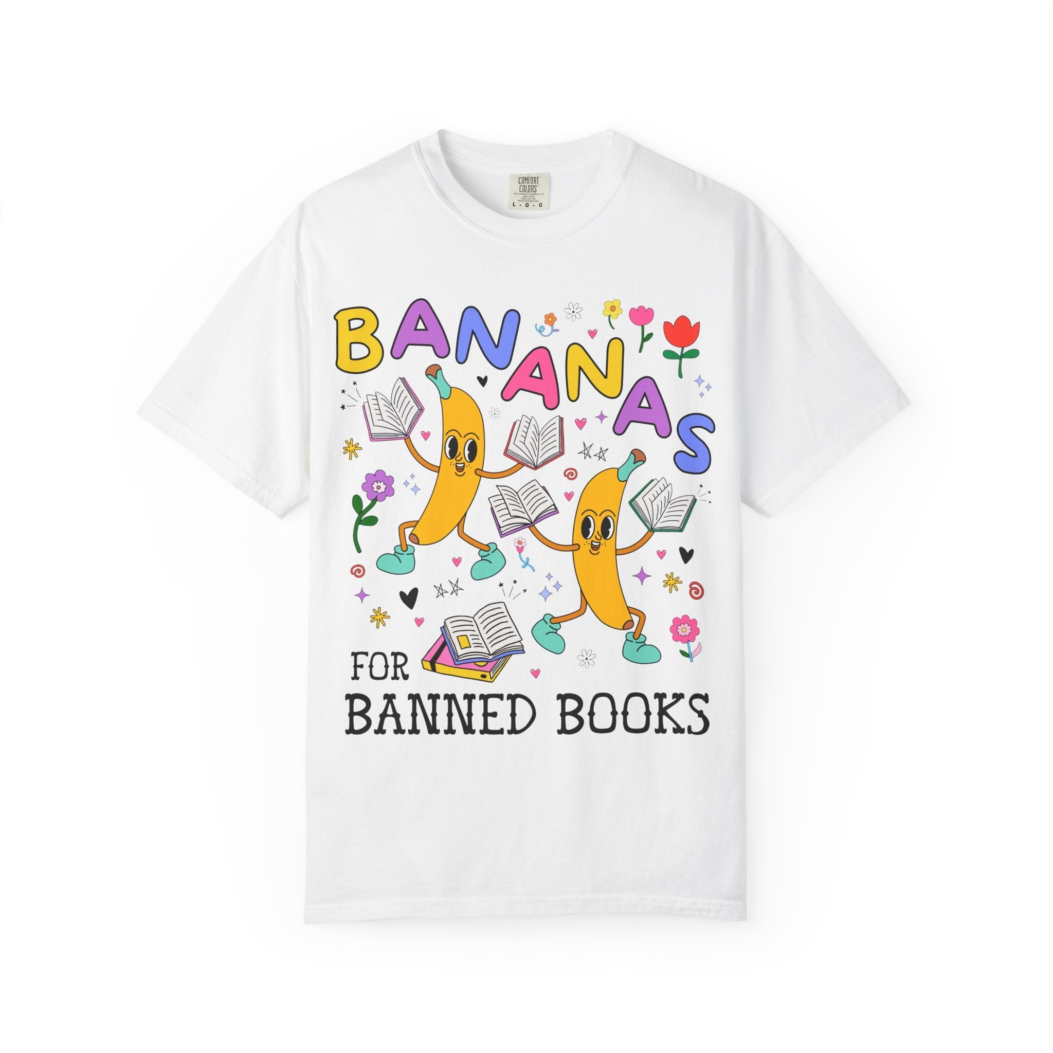 Read Banned Books Tee Shirt with Funny Saying: Bananas for Banned Books Fruit Lover T-Shirt for Librarian, Cute Literature Professor Tee - Opal and June