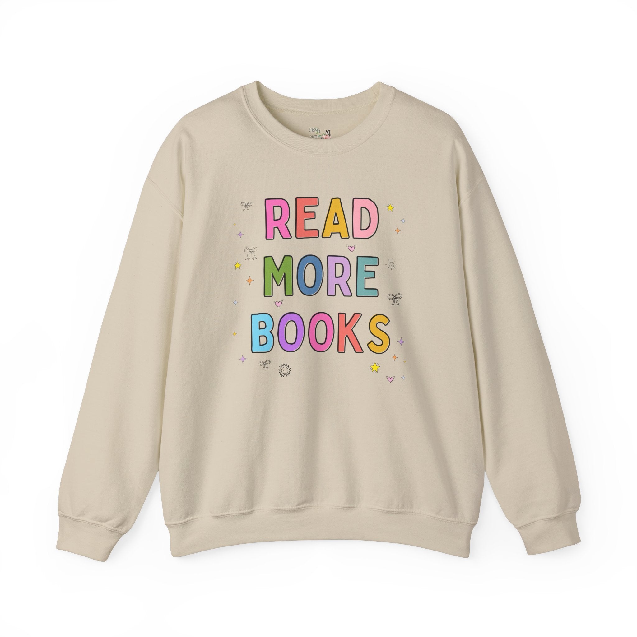Read More Books Sweatshirt with Doodles: Cute Y2K Aesthetic Reading Teacher Shirt for Bookworm Who Loves Reading, Colorful Maximalist Shirt - Opal and June