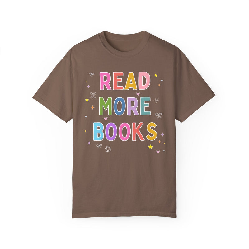 Read More Books Tee Shirt with Doodles: Cute Y2K Aesthetic Reading Teacher T-Shirt for Bookworm Who Loves Reading, Colorful Maximalist Shirt - Opal and June