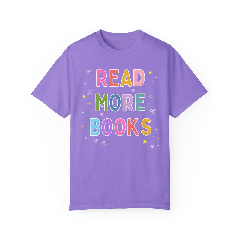 Read More Books Tee Shirt with Doodles: Cute Y2K Aesthetic Reading Teacher T-Shirt for Bookworm Who Loves Reading, Colorful Maximalist Shirt - Opal and June