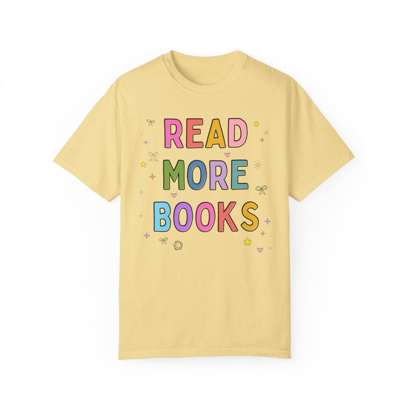 Read More Books Tee Shirt with Doodles: Cute Y2K Aesthetic Reading Teacher T-Shirt for Bookworm Who Loves Reading, Colorful Maximalist Shirt - Opal and June